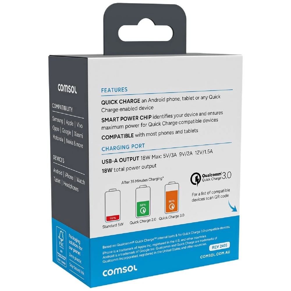 3 Comsol 18W Wall Charger White, 3 of 5