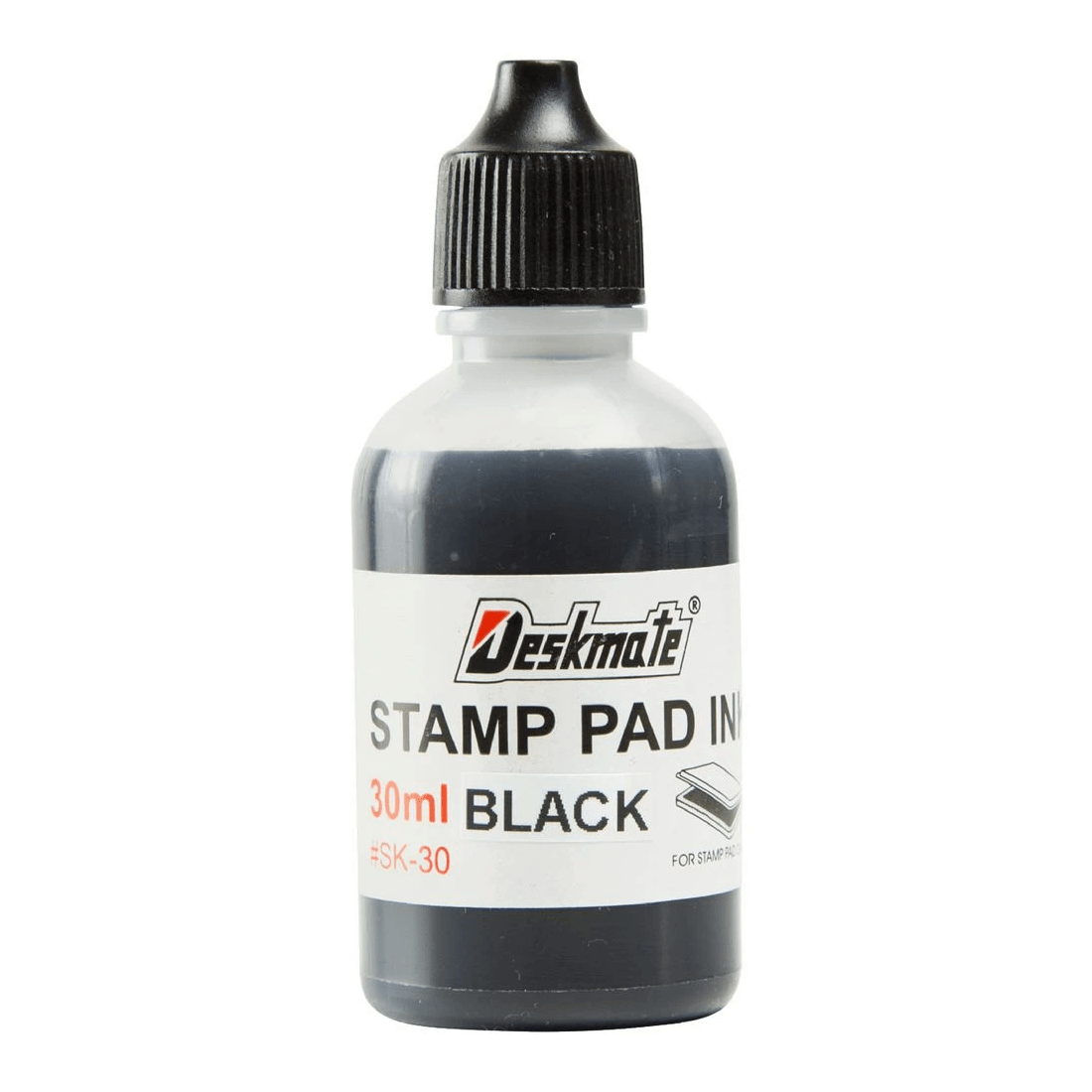 1 Deskmate Stamp Pad Refill Ink 30mL Black, 1 of 2