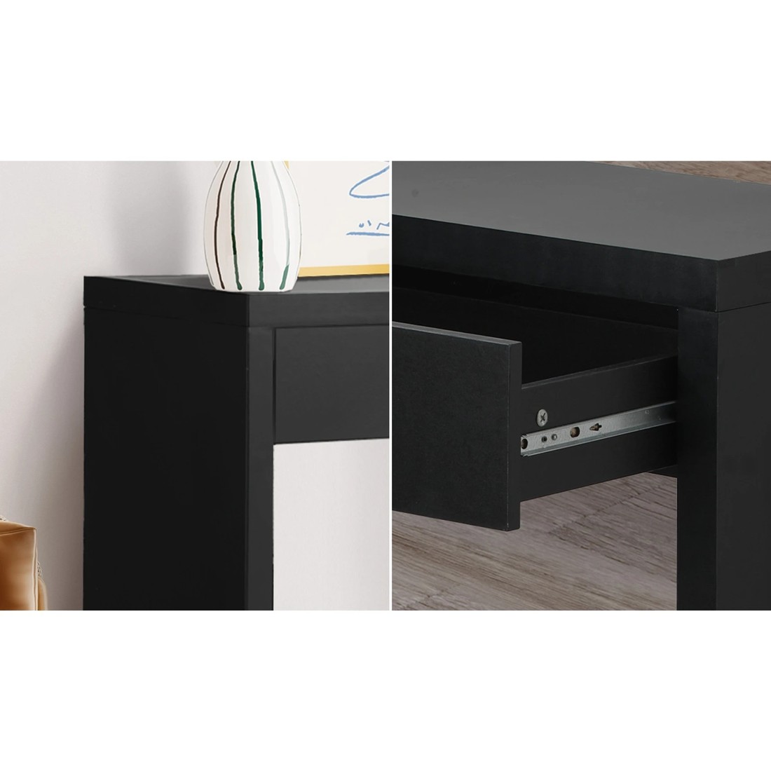 5 Oikiture Console Table Wood Sofa Table Hall Side Entry With Drawer
 - Black, 5 of 10