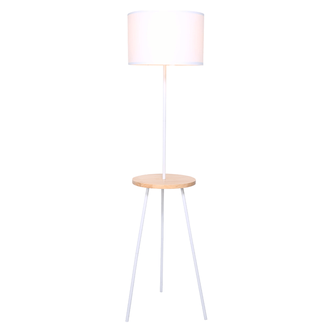 1 Sarantino Metal Tripod Floor Lamp Shade With Wooden Table Shelf, 1 of 6