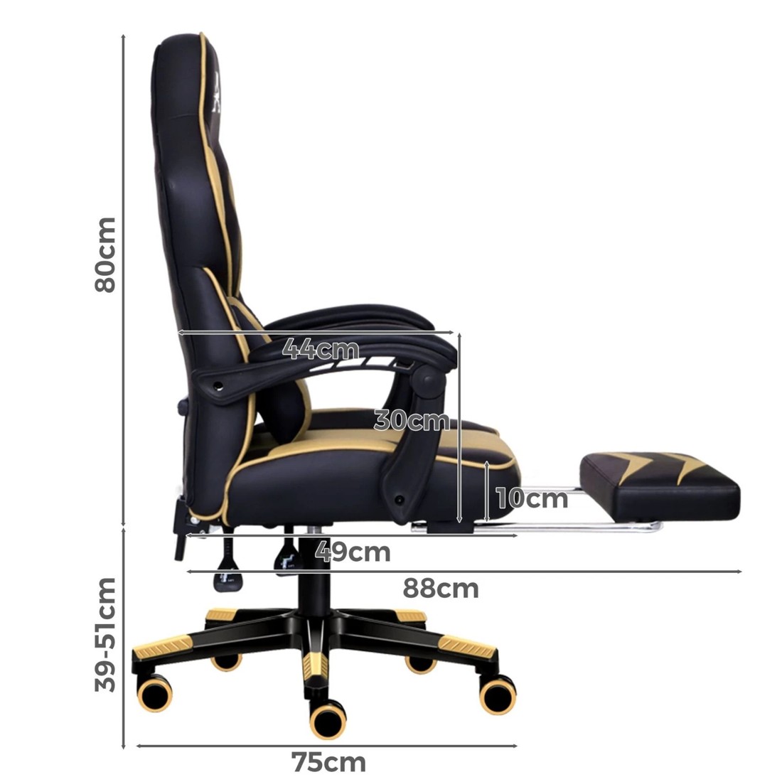 4 Alfordson Gaming Chair Office Seat Lumbar Massage Footrest Executive Racing - Gold, 4 of 10