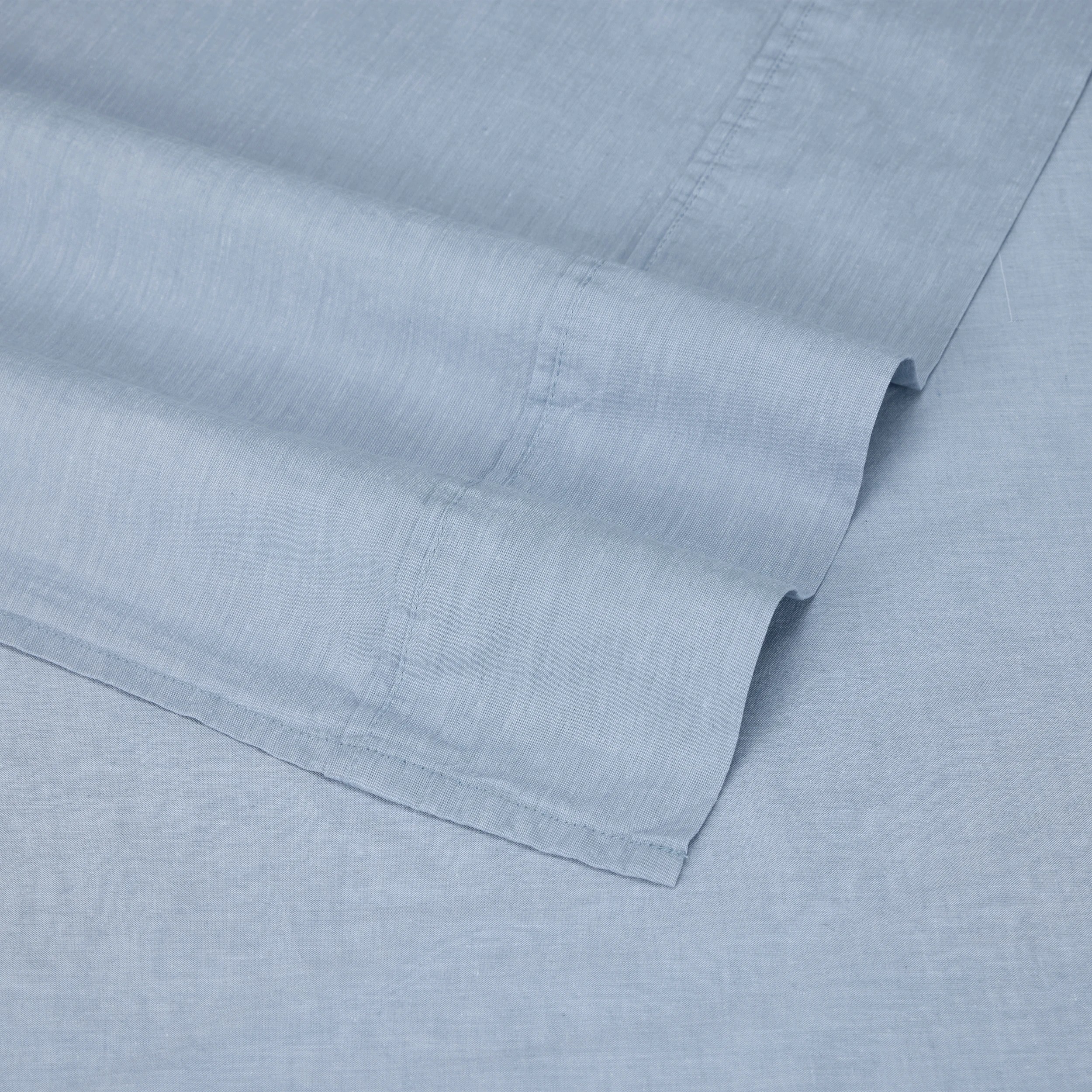 4 Stonewashed Chambray Cotton Sheet Set - King Bed, Denim, 4 of 7
