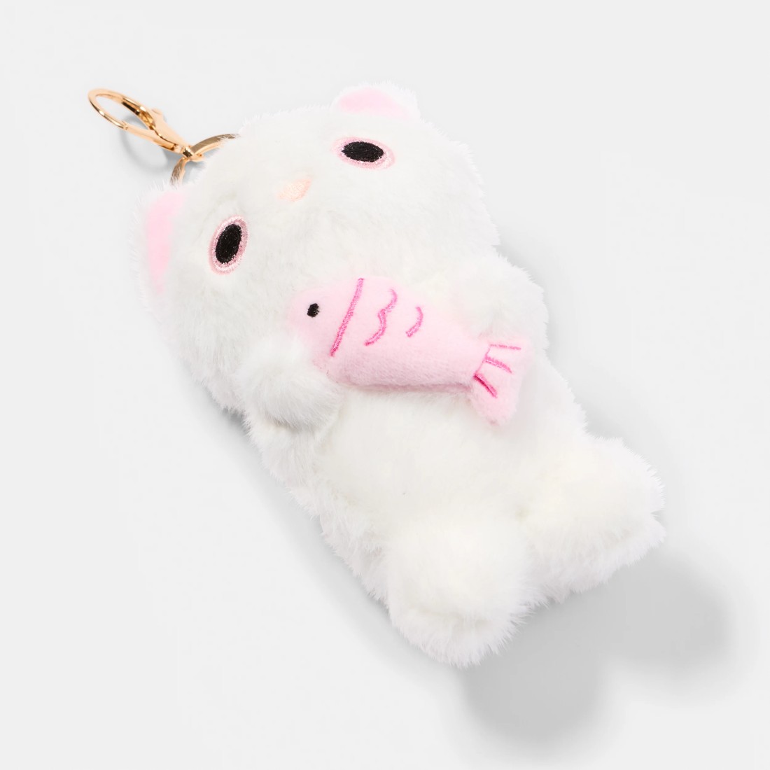 2 Fluffy Cat Charm Keyring - Silver Tone, 2 of 3