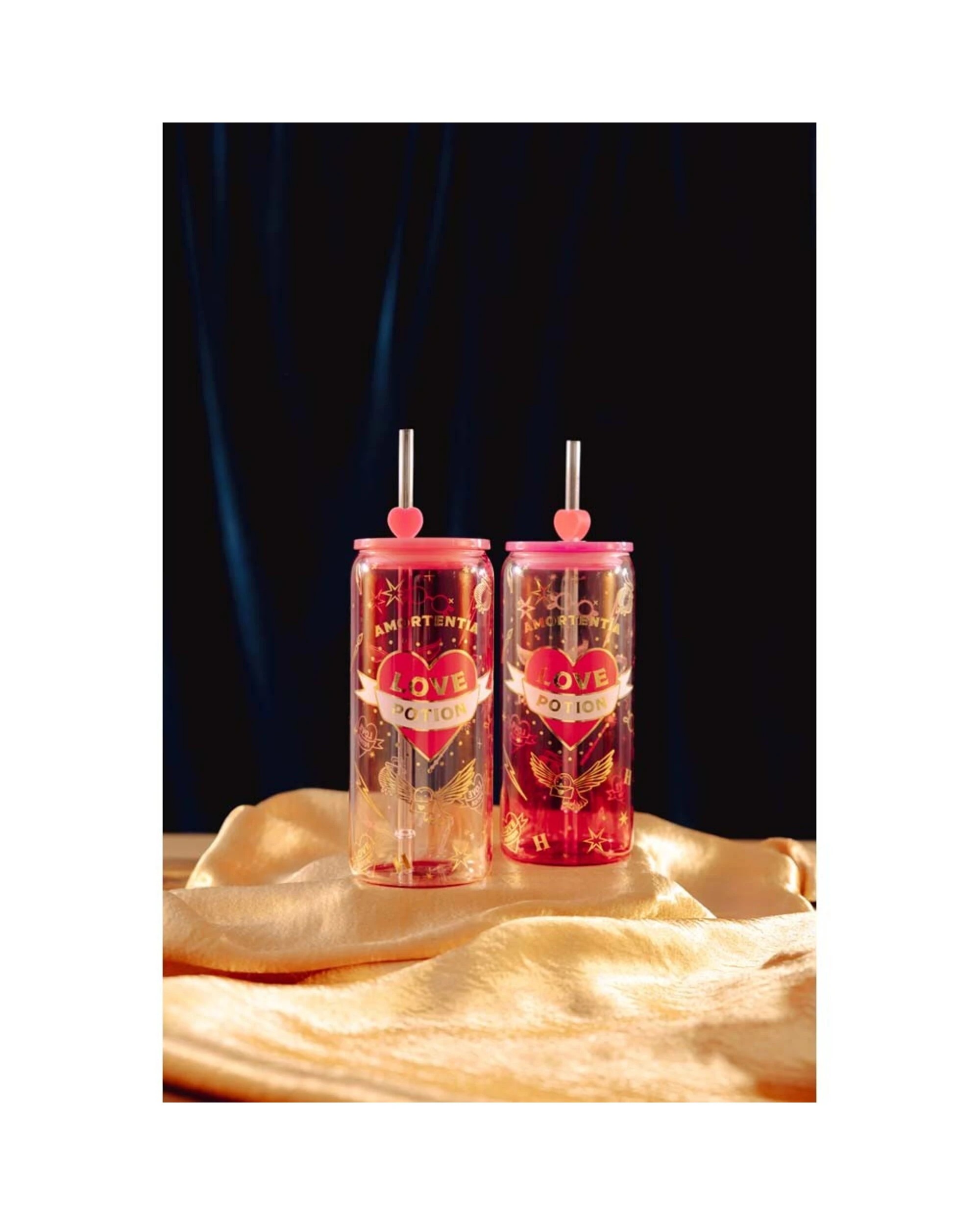 4 Harry Potter - Love Potion Glass Cup with Straw Twin Pack - Pink, 4 of 4