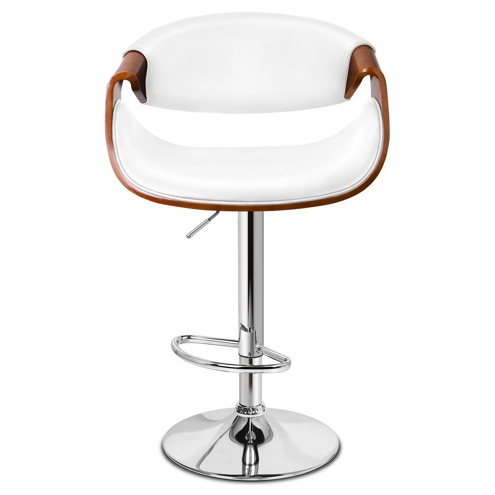 4 Alfordson 1x Bar Stool Kitchen Swivel Chair Wooden Leather Trice - White, 4 of 10