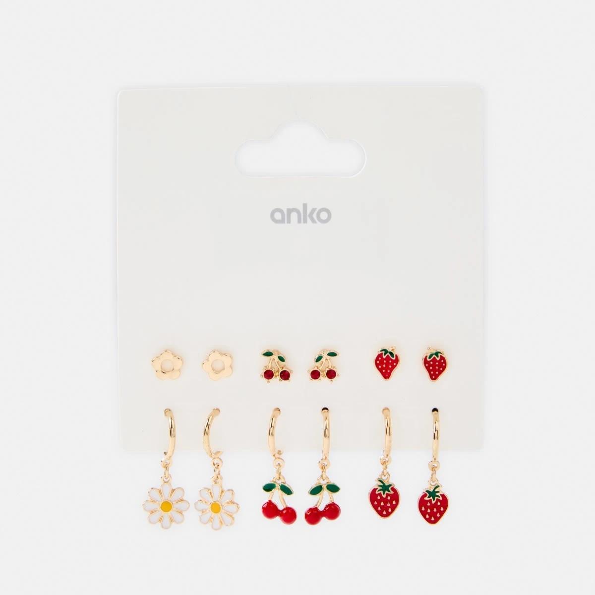 5 6 Pack Fruit Stud and Hoop Earrings - Gold Tone Gold, 5 of 5