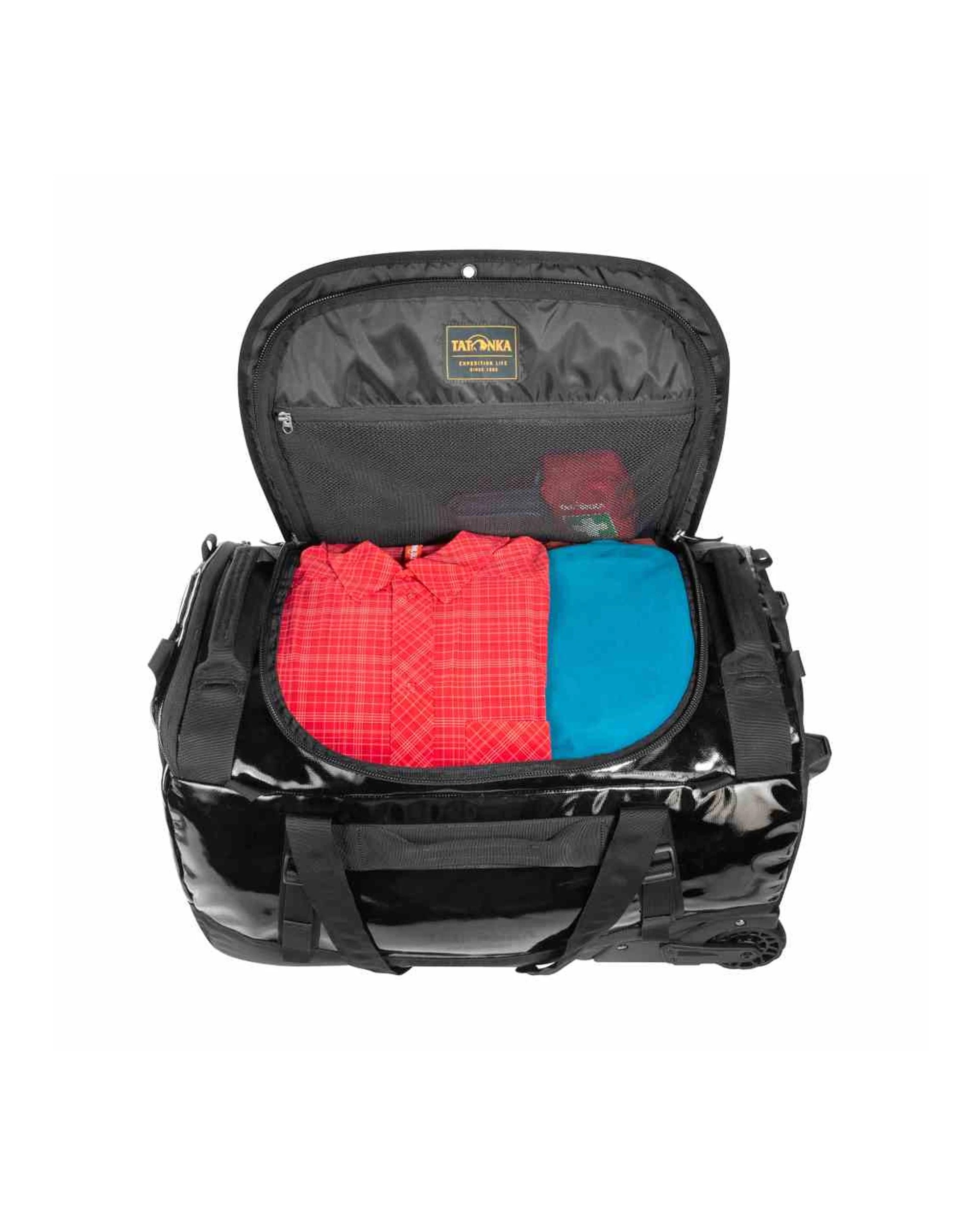 7 Tatonka Barrel Roller Wheeled Duffle 60L Nylon Travel Telescopic Handle - Black, 7 of 10