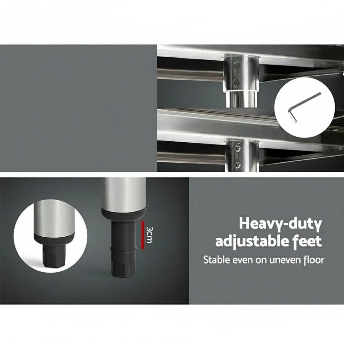 8 Cefito Stainless Steel Kitchen Bench with Wheels - Multi, 8 of 8