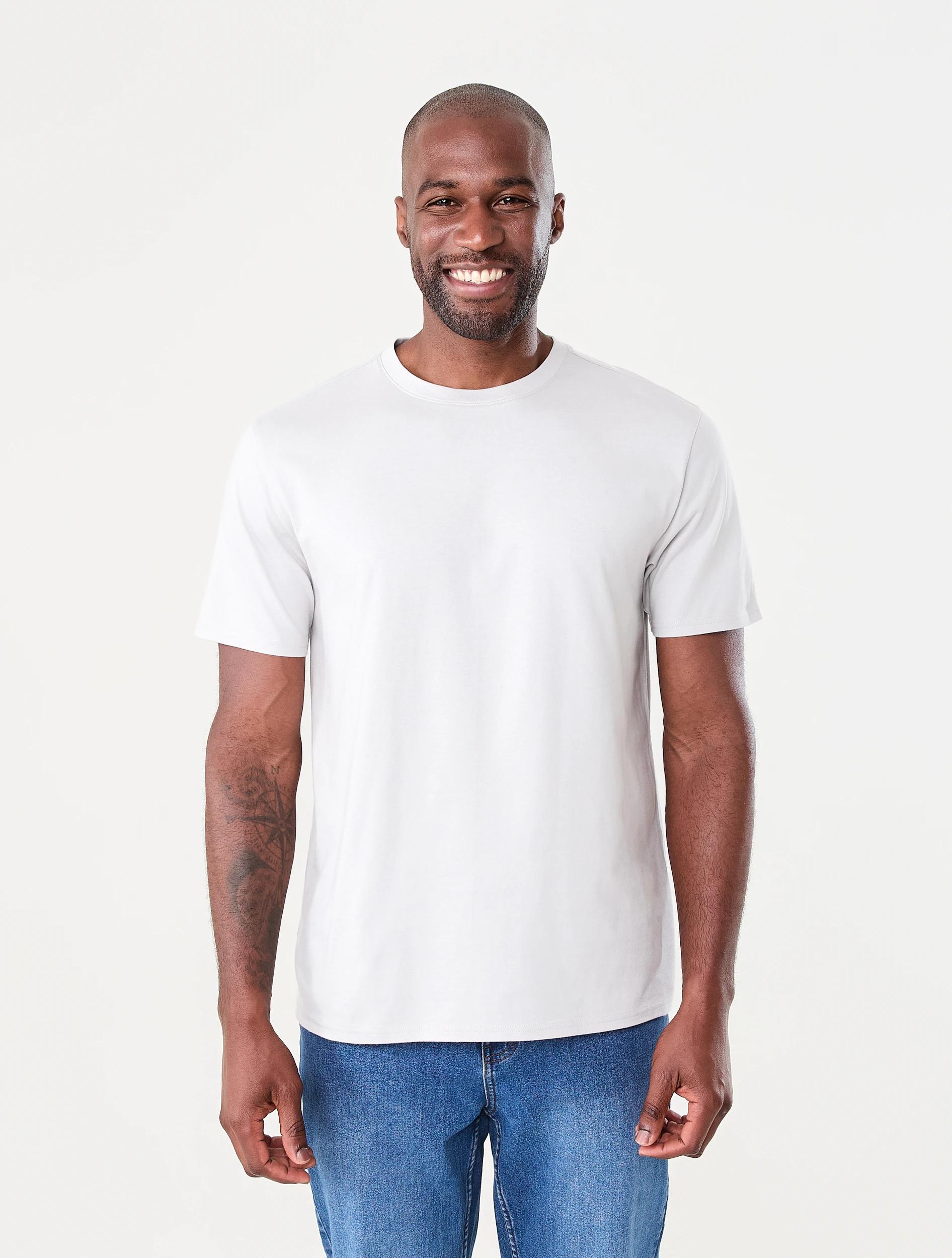 1 Australian Cotton Crew Neck T-shirt GRAY VIOLET, 1 of 6