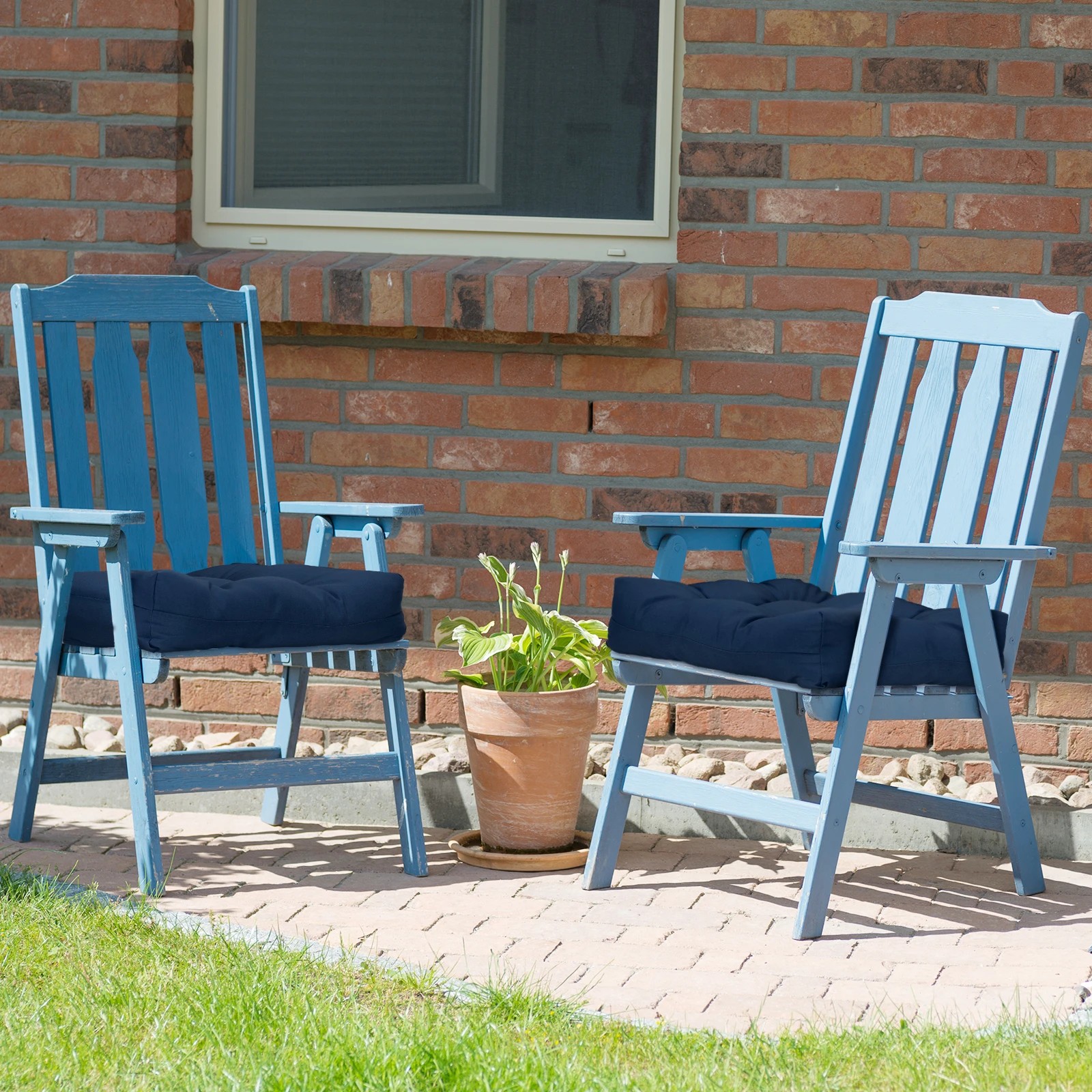 2 Costway 2x Patio Chair Cushion Outdoor Seat Pad Indoor/Outdoor 53x53cm - Blue, 2 of 3