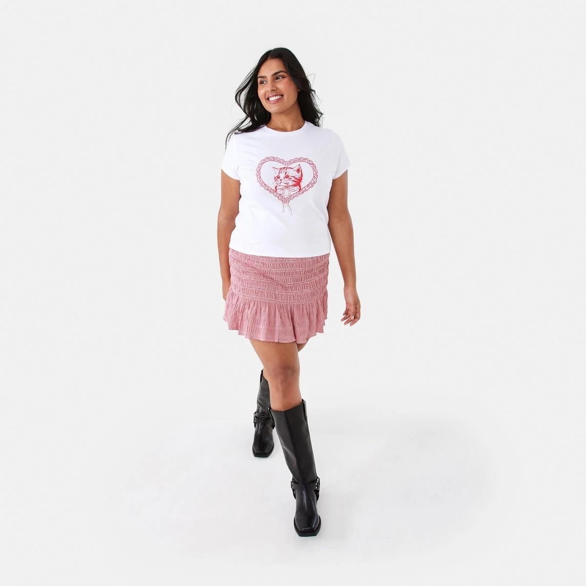 4 Shirred Mini Skirt Red Chk, 4 of 9