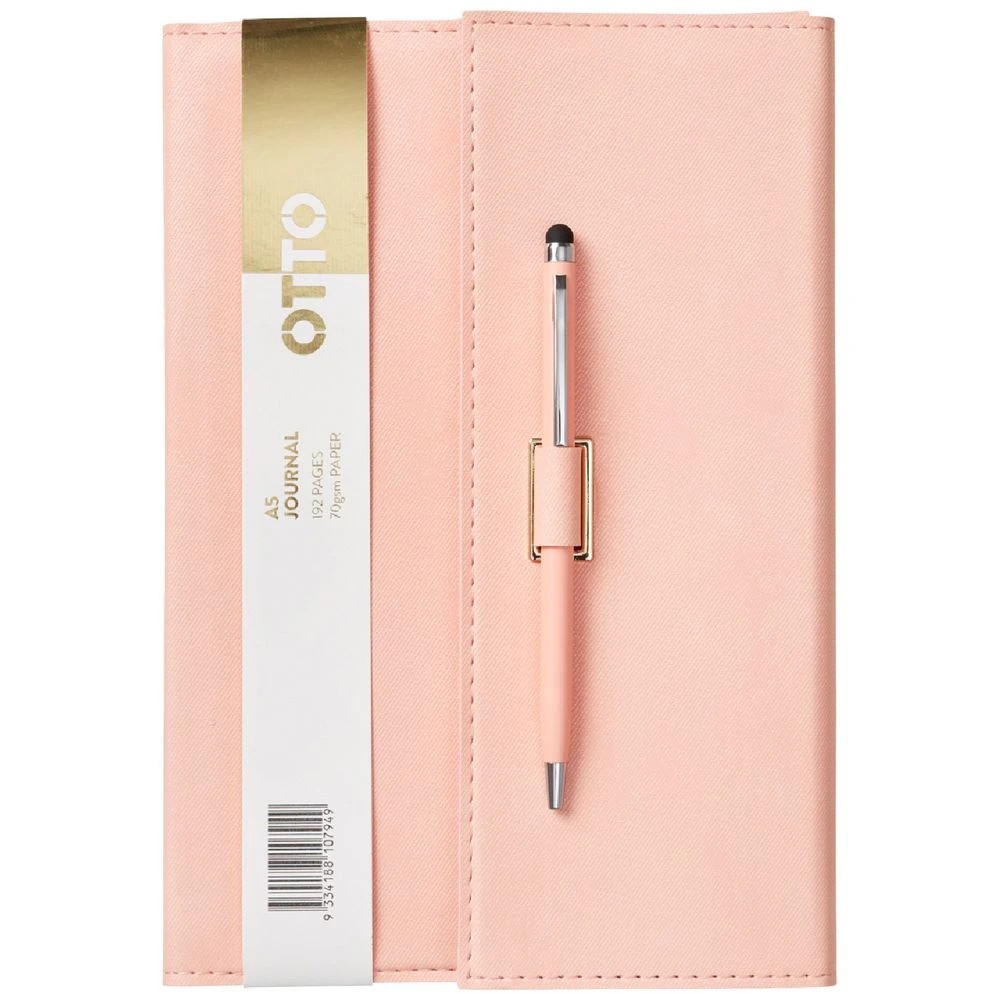 1 Otto A5 Tri-Fold Notebook with Pen 192 Pages Pink, 1 of 4