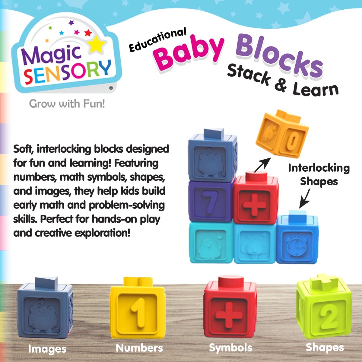 3 Magic Sensory Educational Baby Blocks - Stack & Learn, 3 of 8