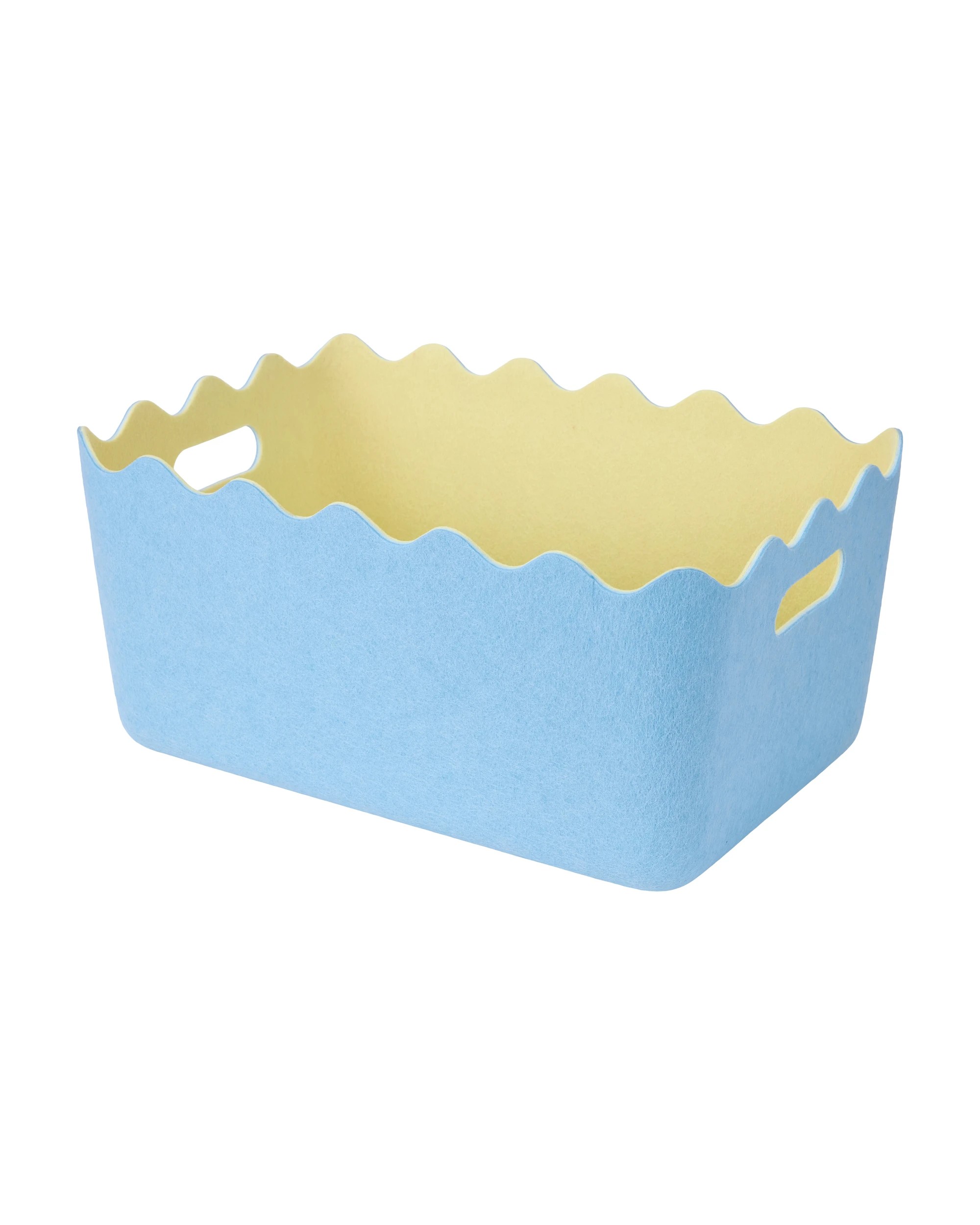 1 2 Tone Wave Felt Basket - Blue and Yellow, 1 of 5