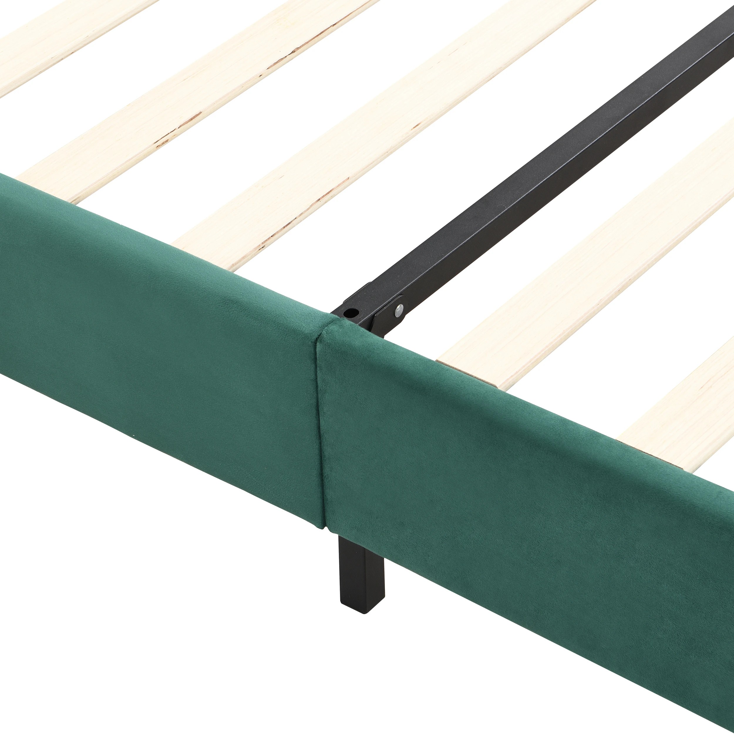 7 IHOMDEC BEF05 Velvet Double Bed Frame - Green - Green, 7 of 10