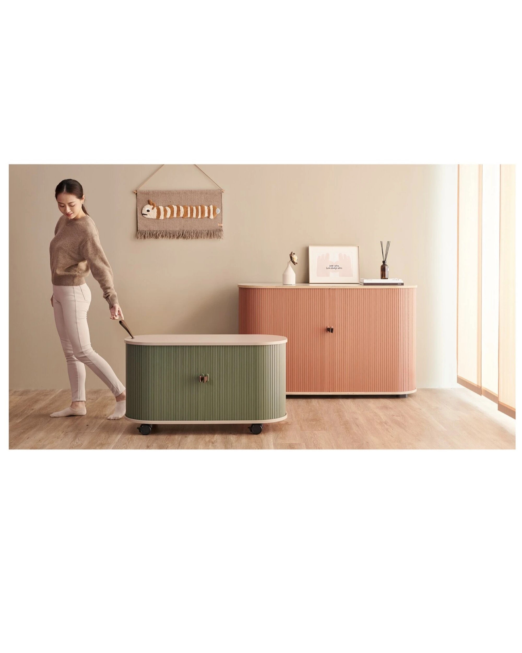 3 BR Home Fitin Rollin Mobile Shutter Cabinet Storage With Adjustable Shelves, 3 of 6