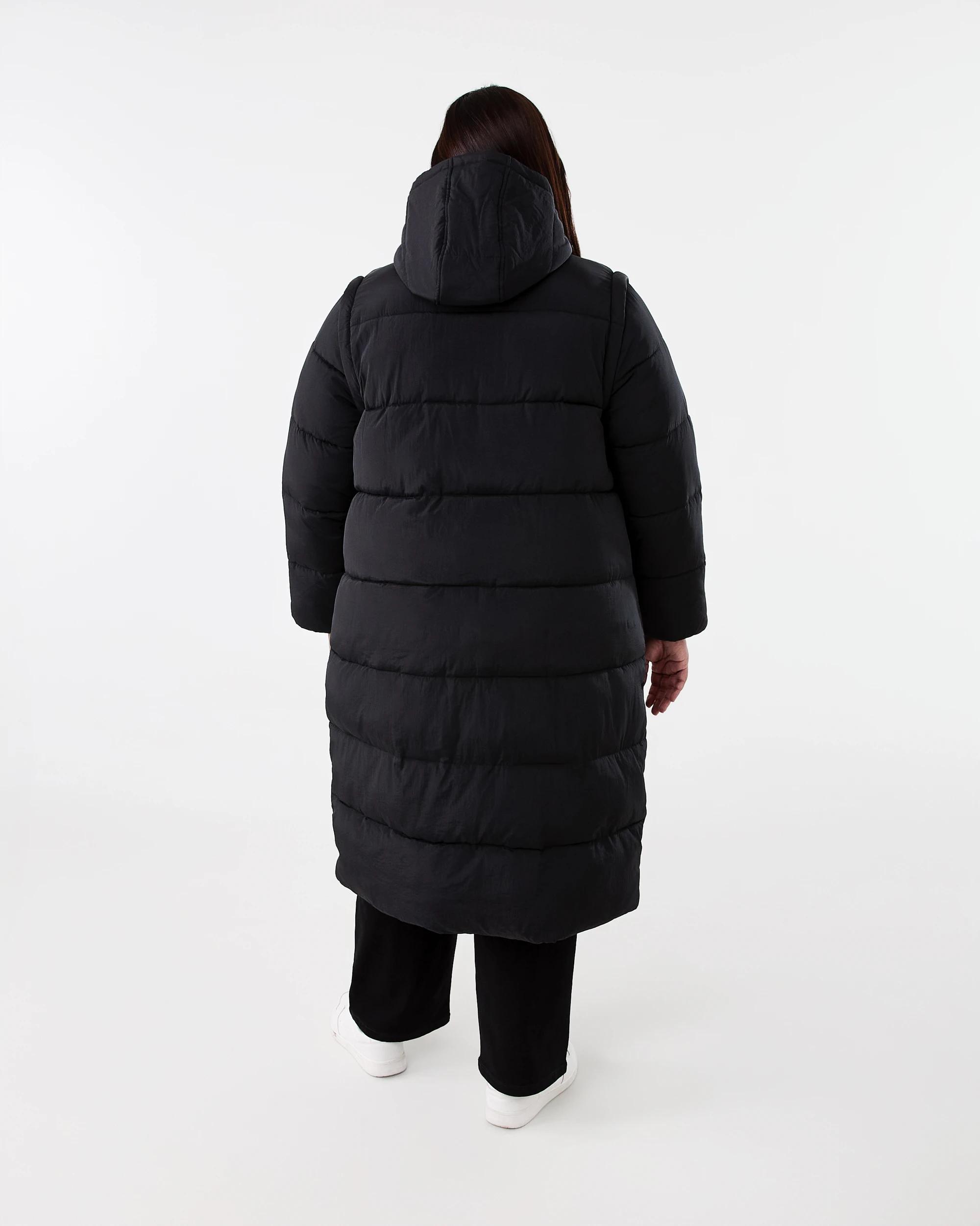 3 Curve Long Sleeve Hybrid Puffer Jacket Black, 3 of 7