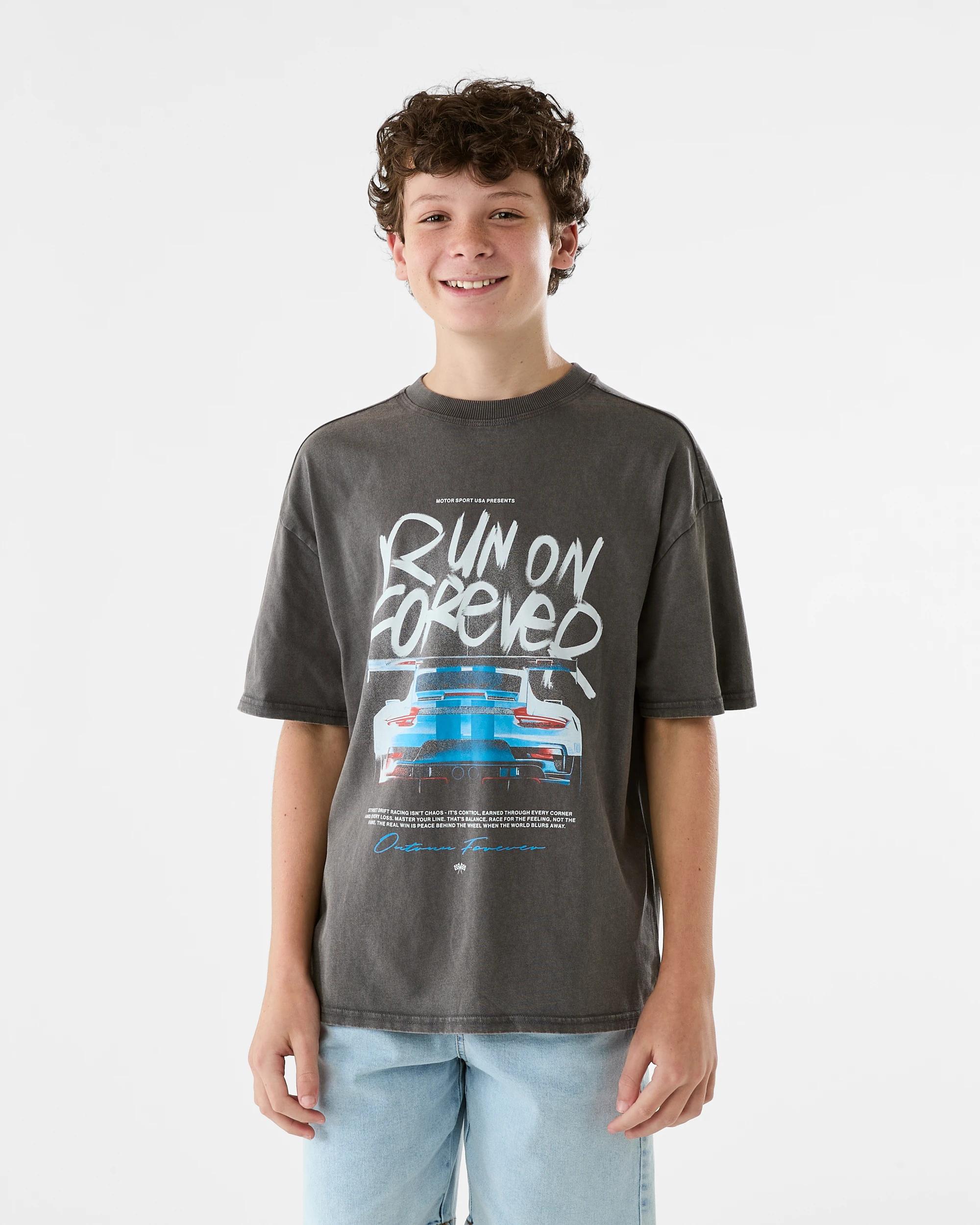 1 Short Sleeve Oversized Washed Printed T-shirt Gry Car, 1 of 7