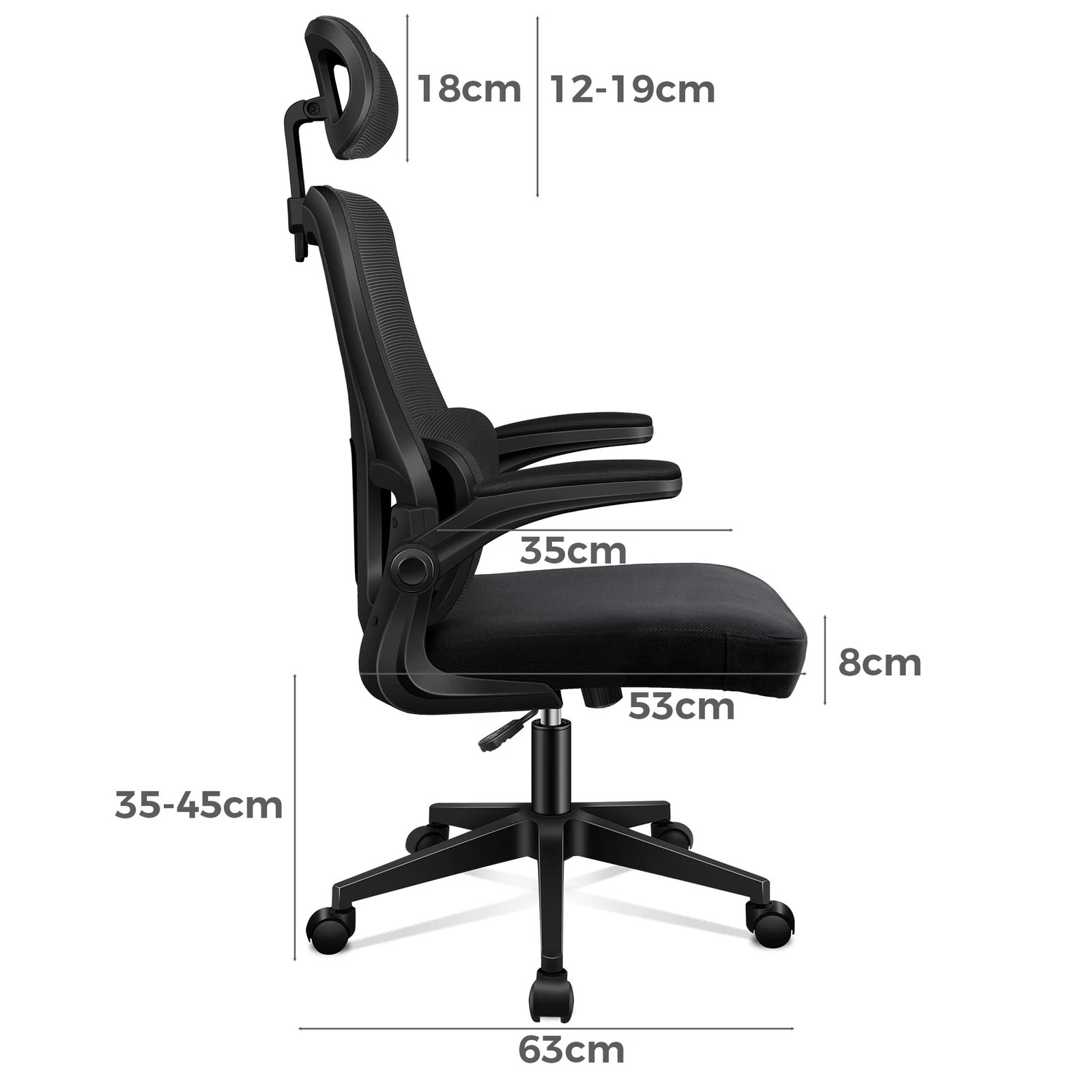8 Alfordson Mesh Office Chair Executive Computer Fabric Seat Racing Tilt Work - Black, 8 of 10