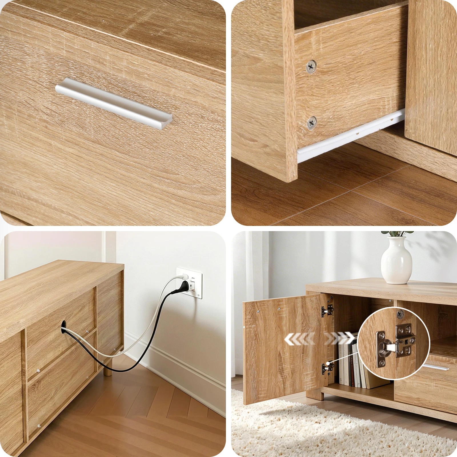 7 Artiss 180cm TV Unit Entertainment Unit Storage Drawer Cabinet Pine - Natural, 7 of 9