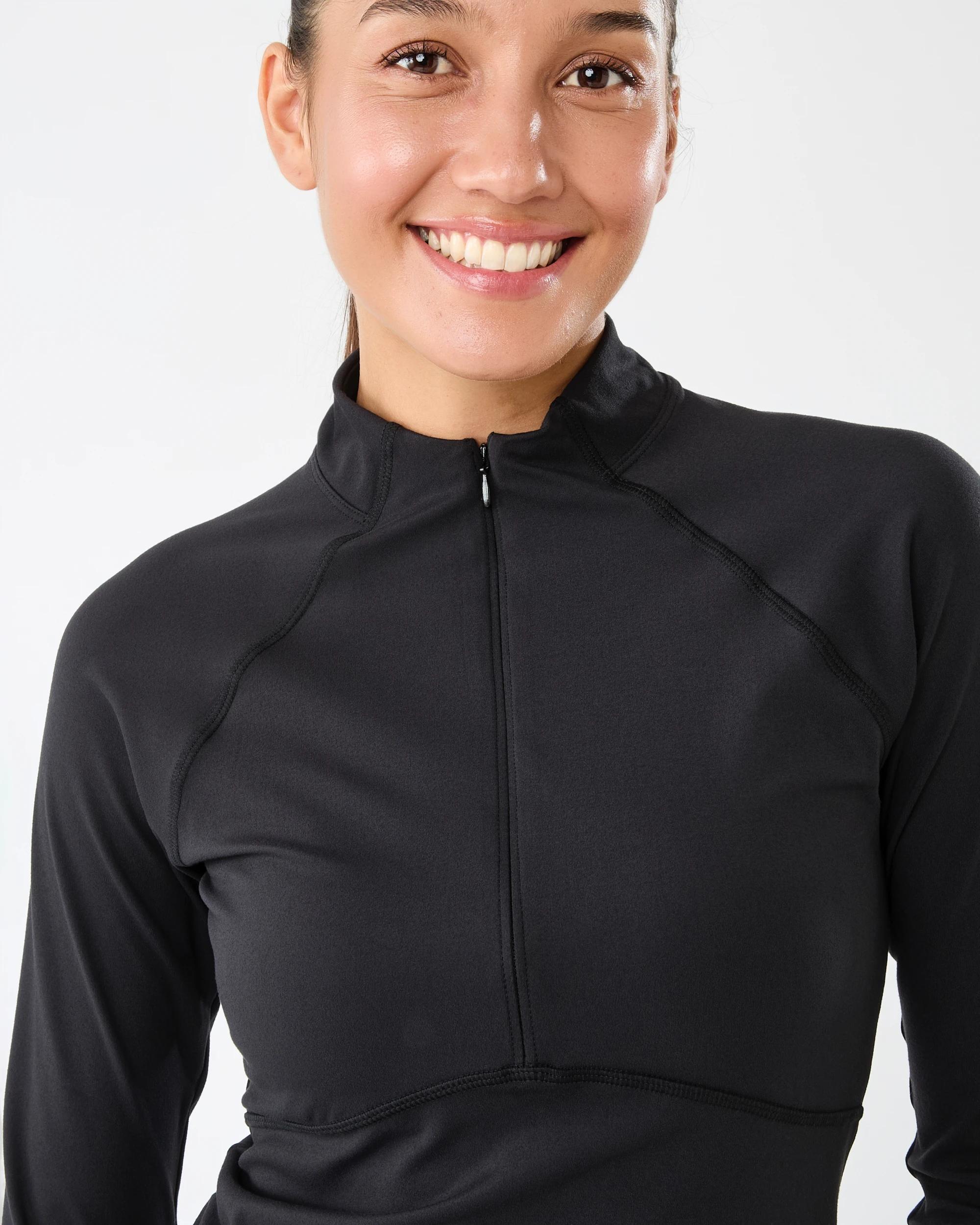 5 Active Womens Long Sleeve 1/4 Zip Ultrasoft Top BLACK, 5 of 10