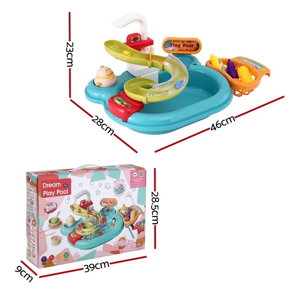 2 Keezi Kids Pretend Play Kitchen Sink with Faucet Floating Fishing Toys Play food - Multi, 2 of 2