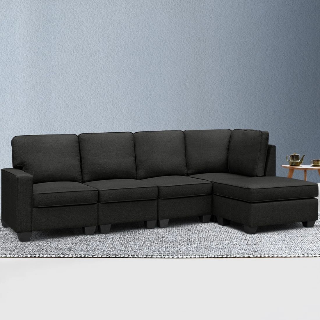 8 Artiss Modular Sofa Chaise Set 5-seater Dark - Grey, 8 of 8
