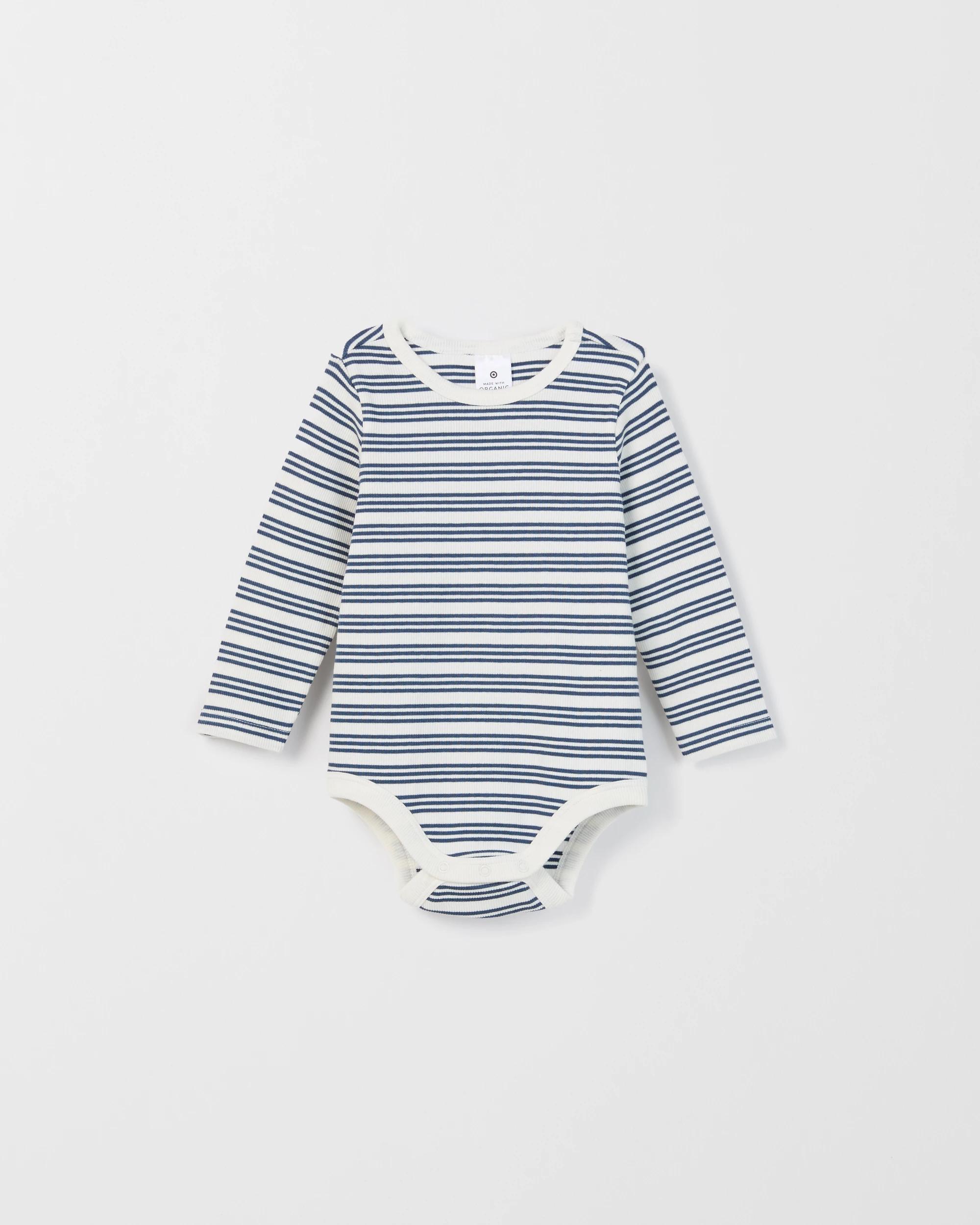 4 Target Baby Baby Organic Cotton 3 Pack Long Sleeve Rib Bodysuit STRIPE, 4 of 5