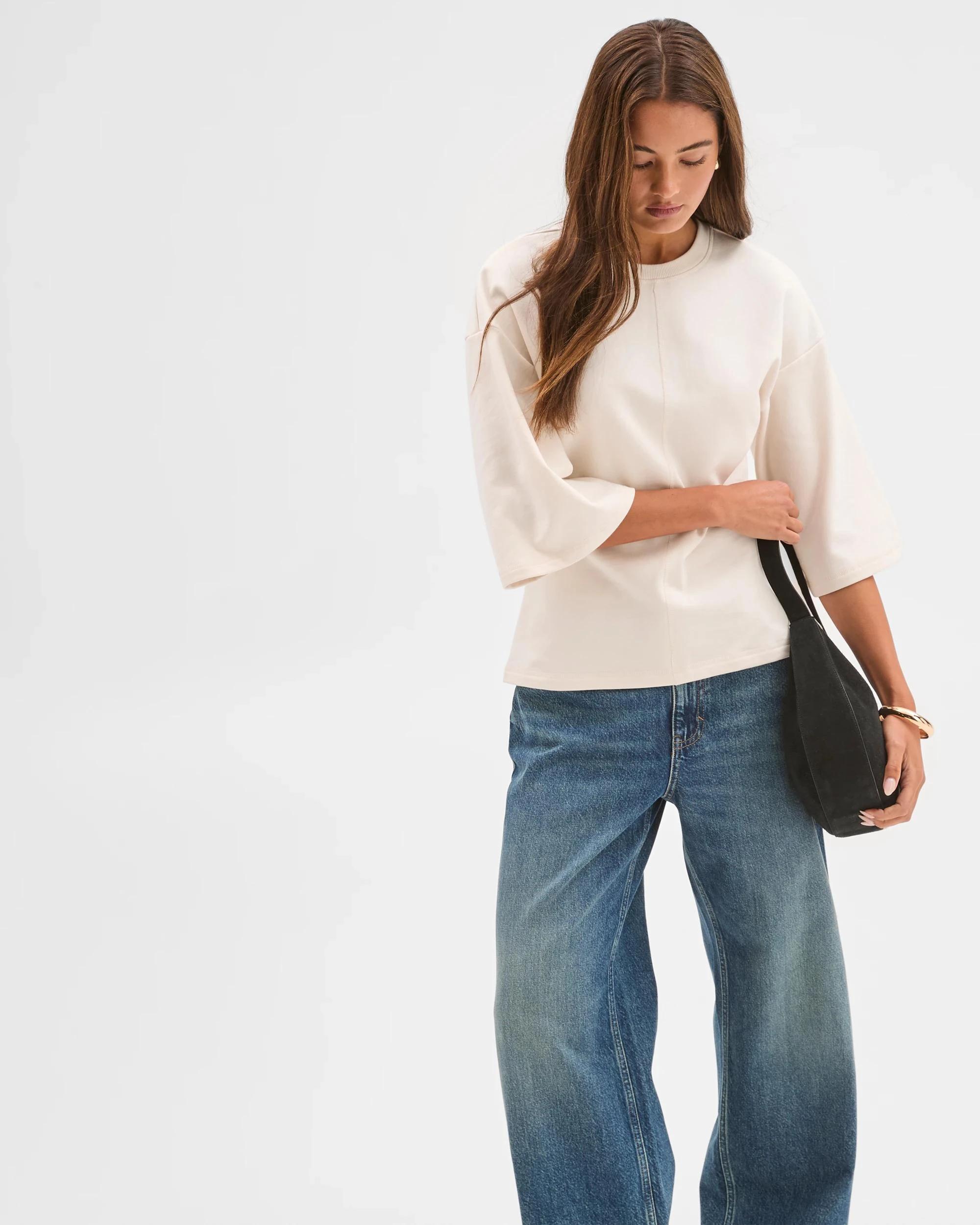 3 Lily Loves Australian Cotton Cinch Waist T-Shirt VANILLA, 3 of 6