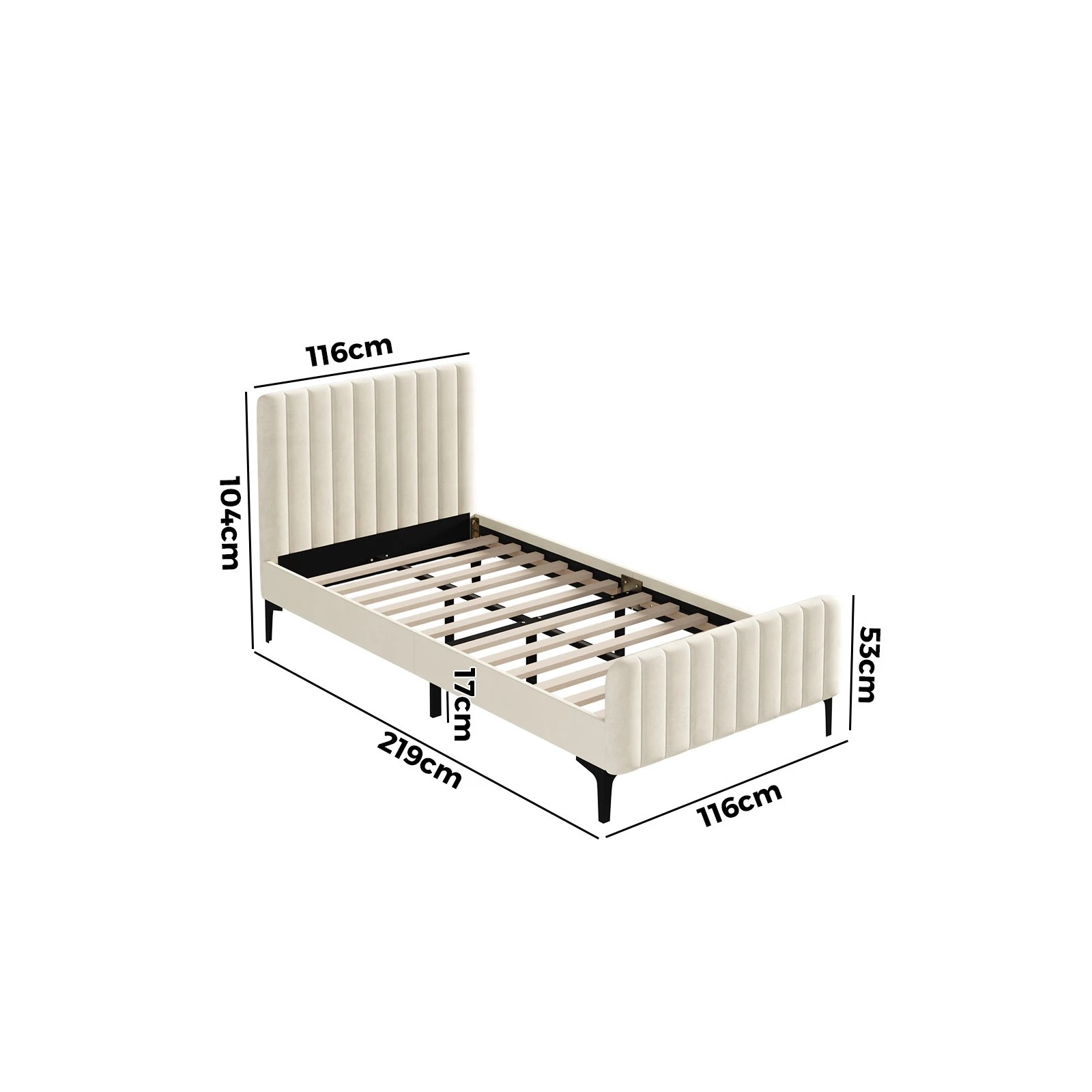 10 Oikiture King Single Bed Frame Beds Platform Velvet
 - Beige, 10 of 10