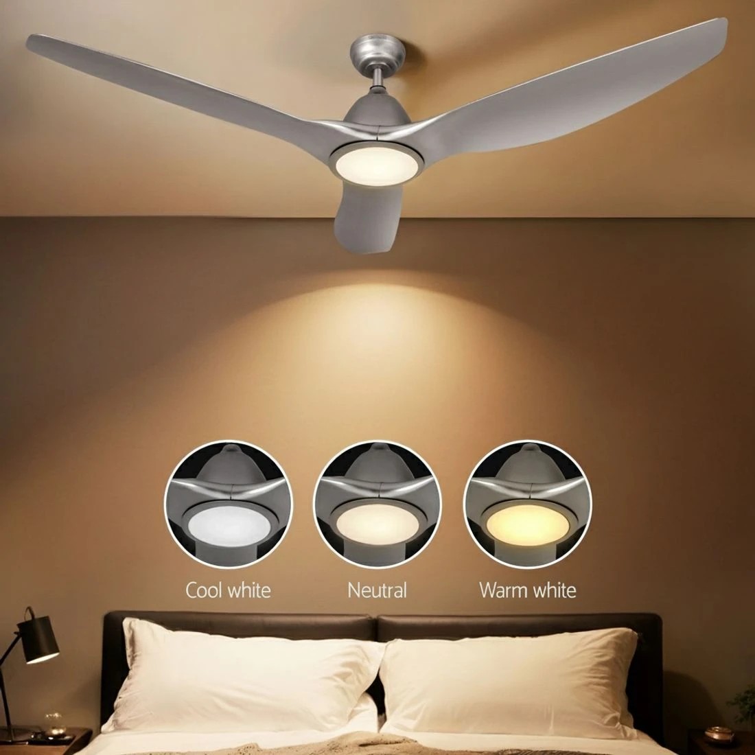 5 Devanti 64 Inch Ceiling Fan DC Motor w/Light w/Remote - Silver, 5 of 6