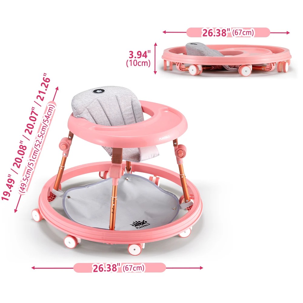2 Playpals 3-IN-1 Baby Walker Adjustable Stroller Activity Kids Ride On Toy - Pink, 2 of 3