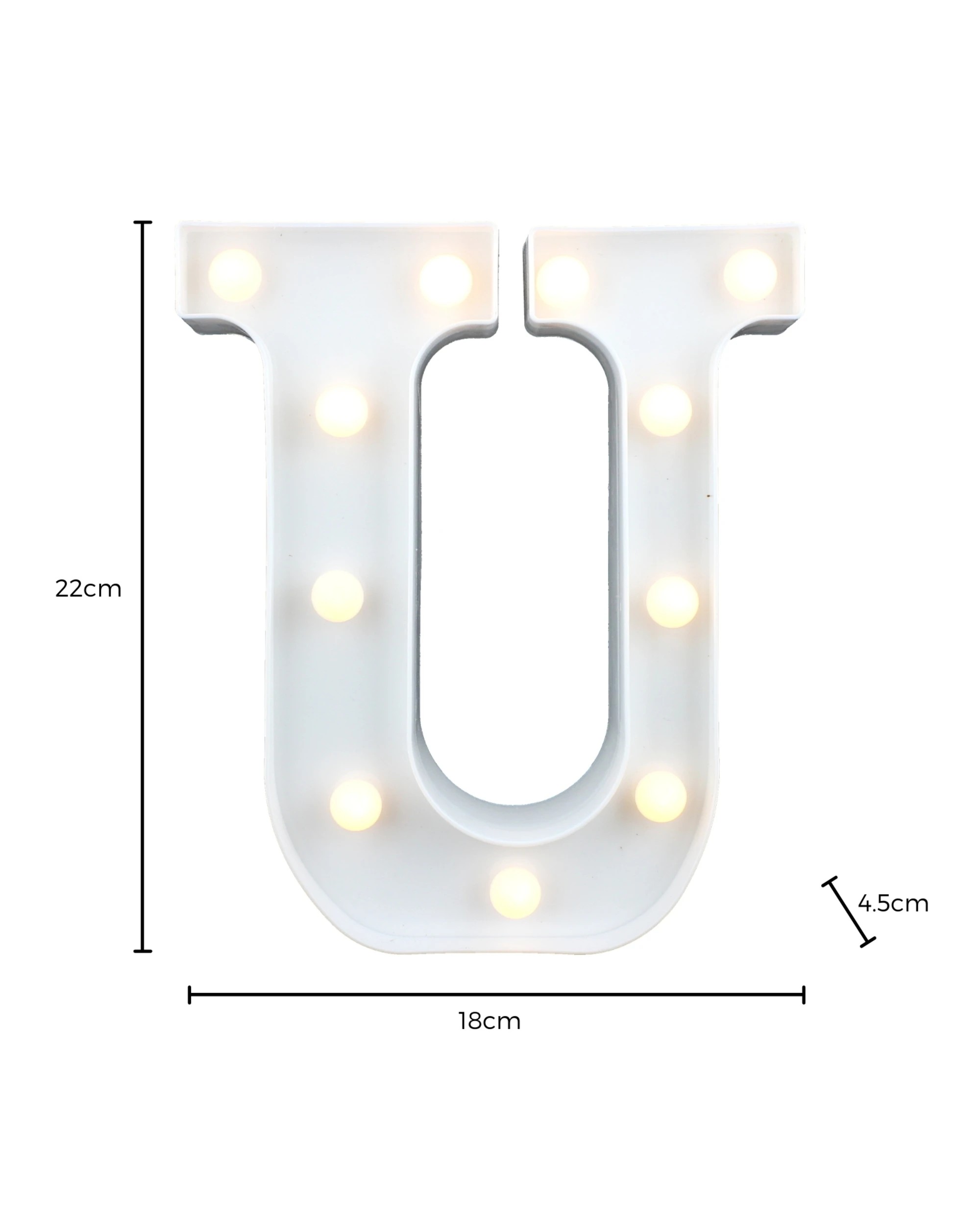 2 Partyrama LED Light Up Letter U White, 2 of 3