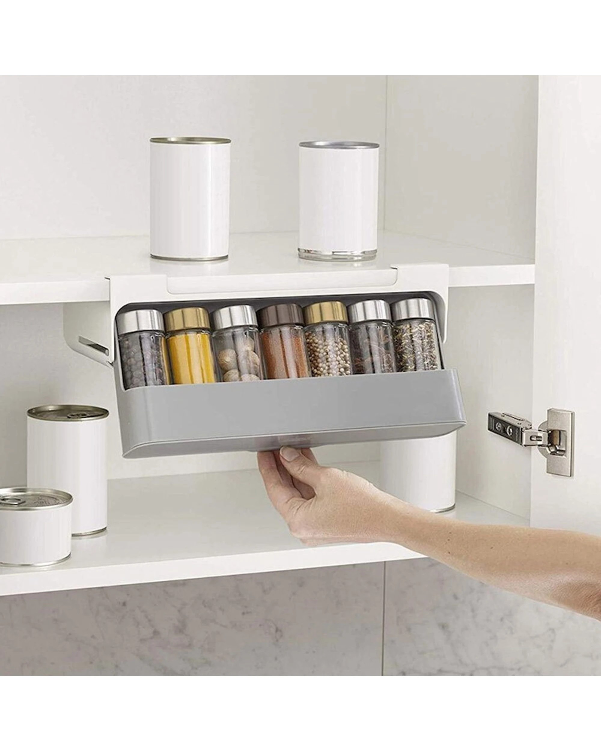 3 Joseph Joseph Cupboard Store Under-Shelf Spice Rack - Grey, 3 of 6