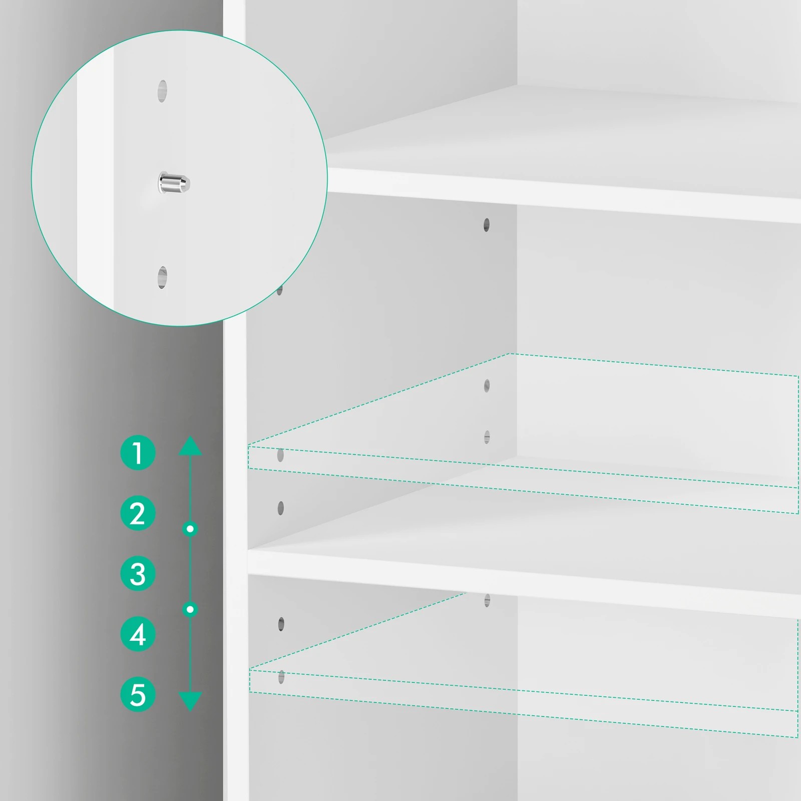 4 Alfordson Chest of 5 Drawers Office Storage Cabinet Tallboy Bedroom - White, 4 of 10