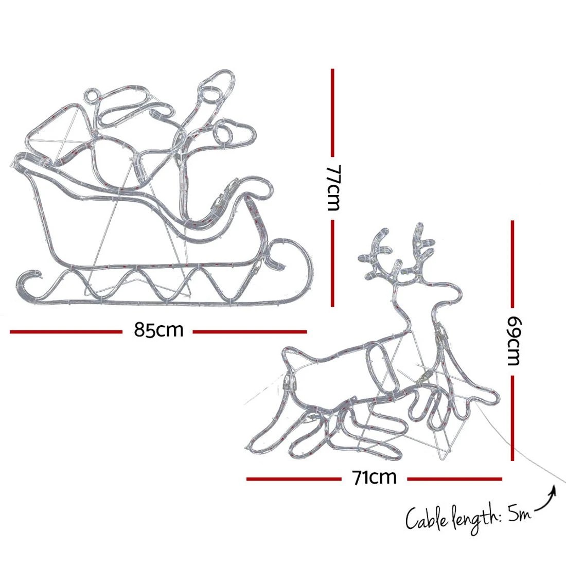 1 Jingle Jollys Christmas Lights Reindeer Sleigh 806 LED Decorations - Multi, 1 of 7