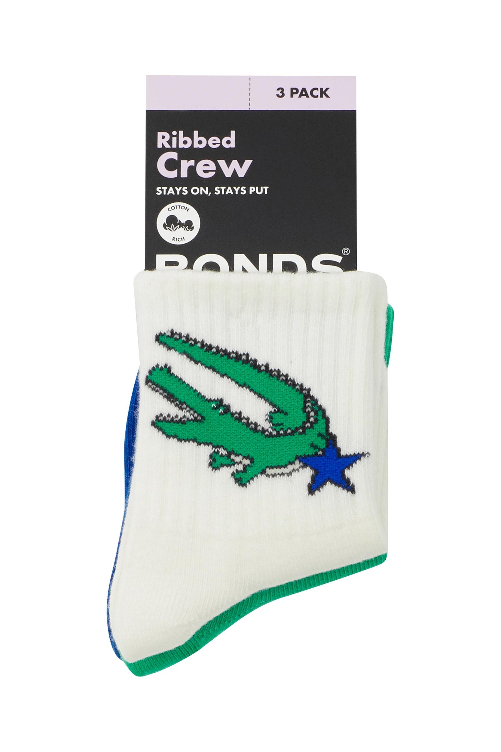 3 Bonds Baby 3 Pack Pattern Rib Crew Socks MULTI, 3 of 8