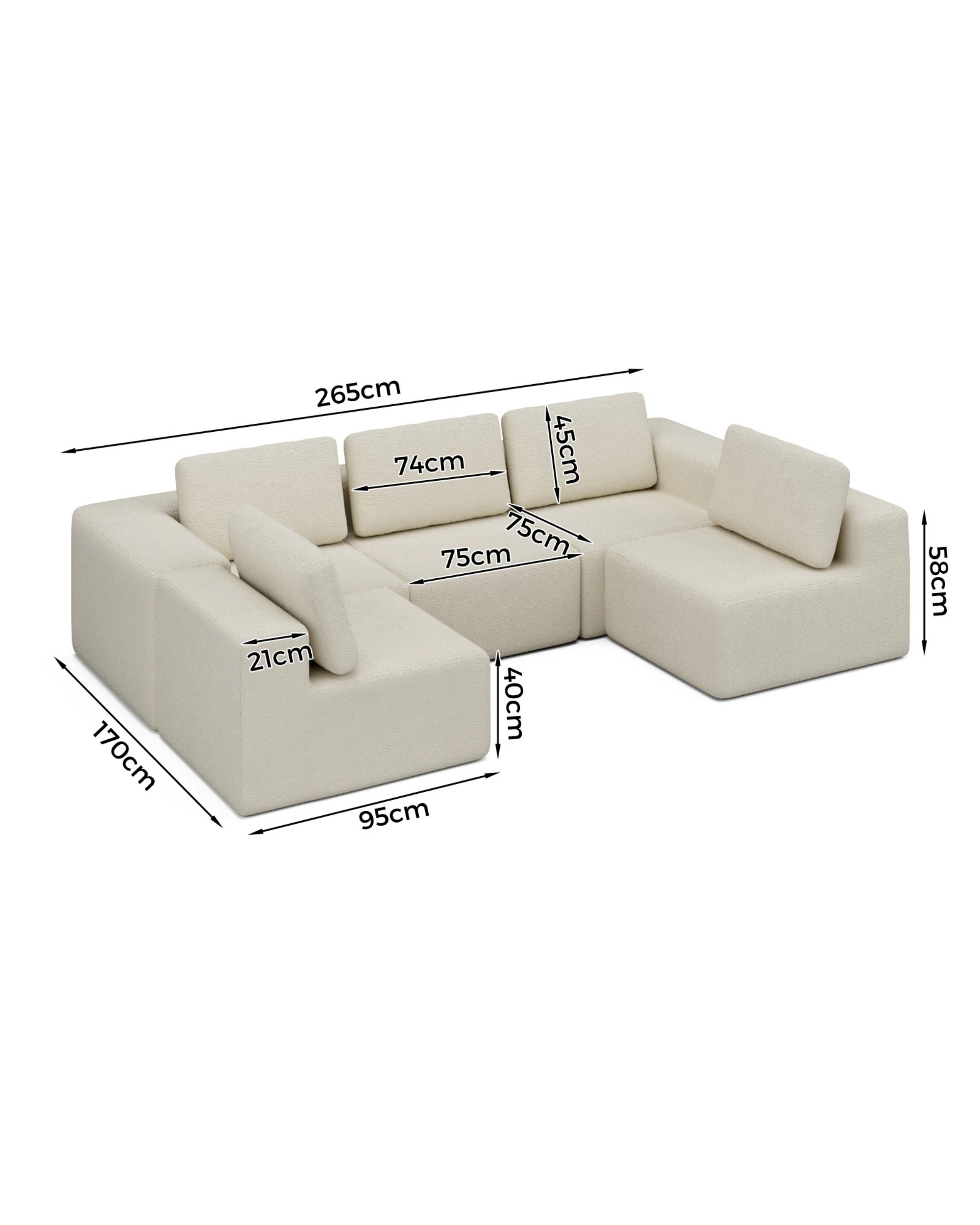 6 Advwin 415cm 5 Seater Sofa Modern Modular Sectional Couch No Assembly  - Beige, 6 of 7