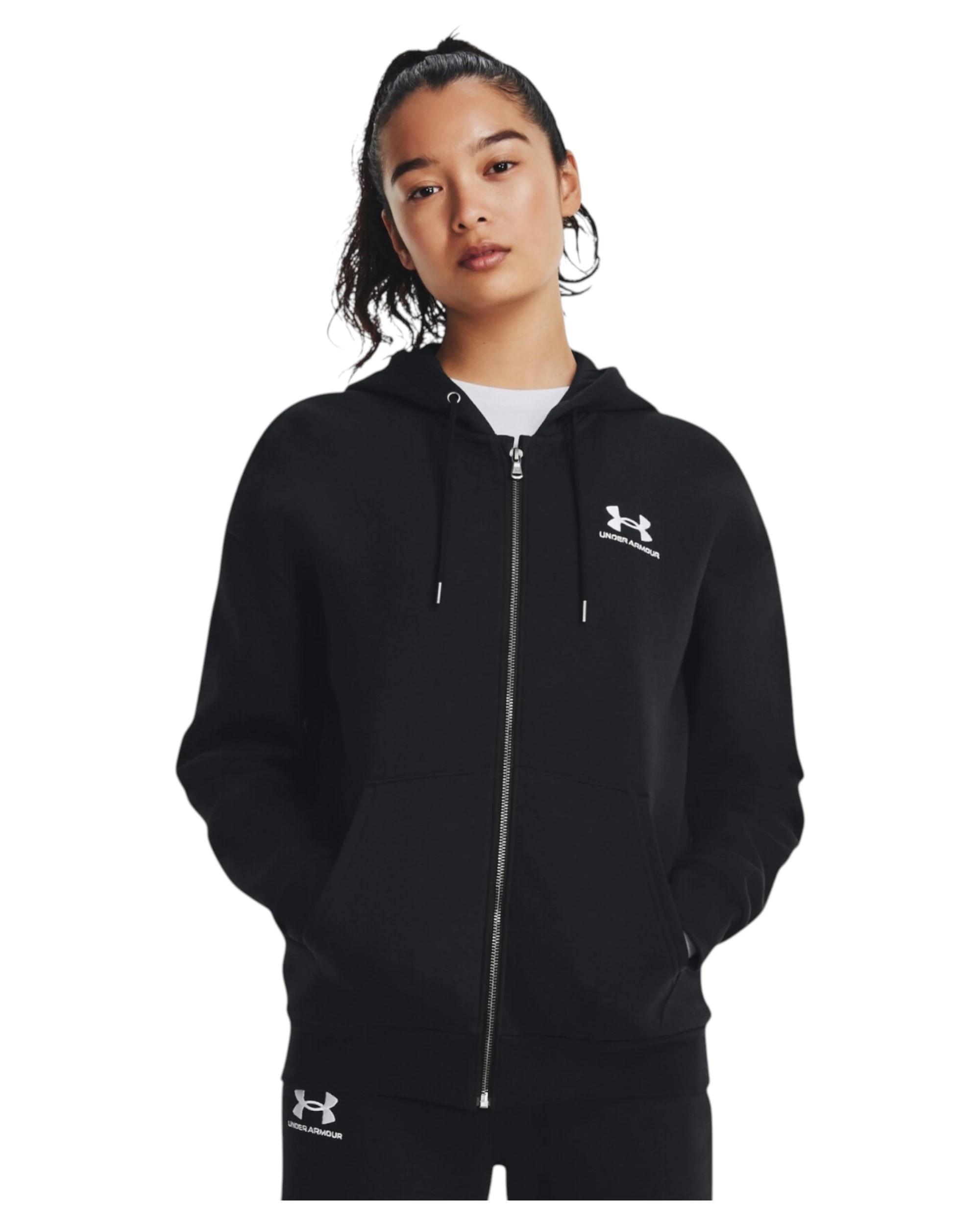 4 Under Armour Womens Essential Fleece Full-Zip Black Jacket BLACK, 4 of 5