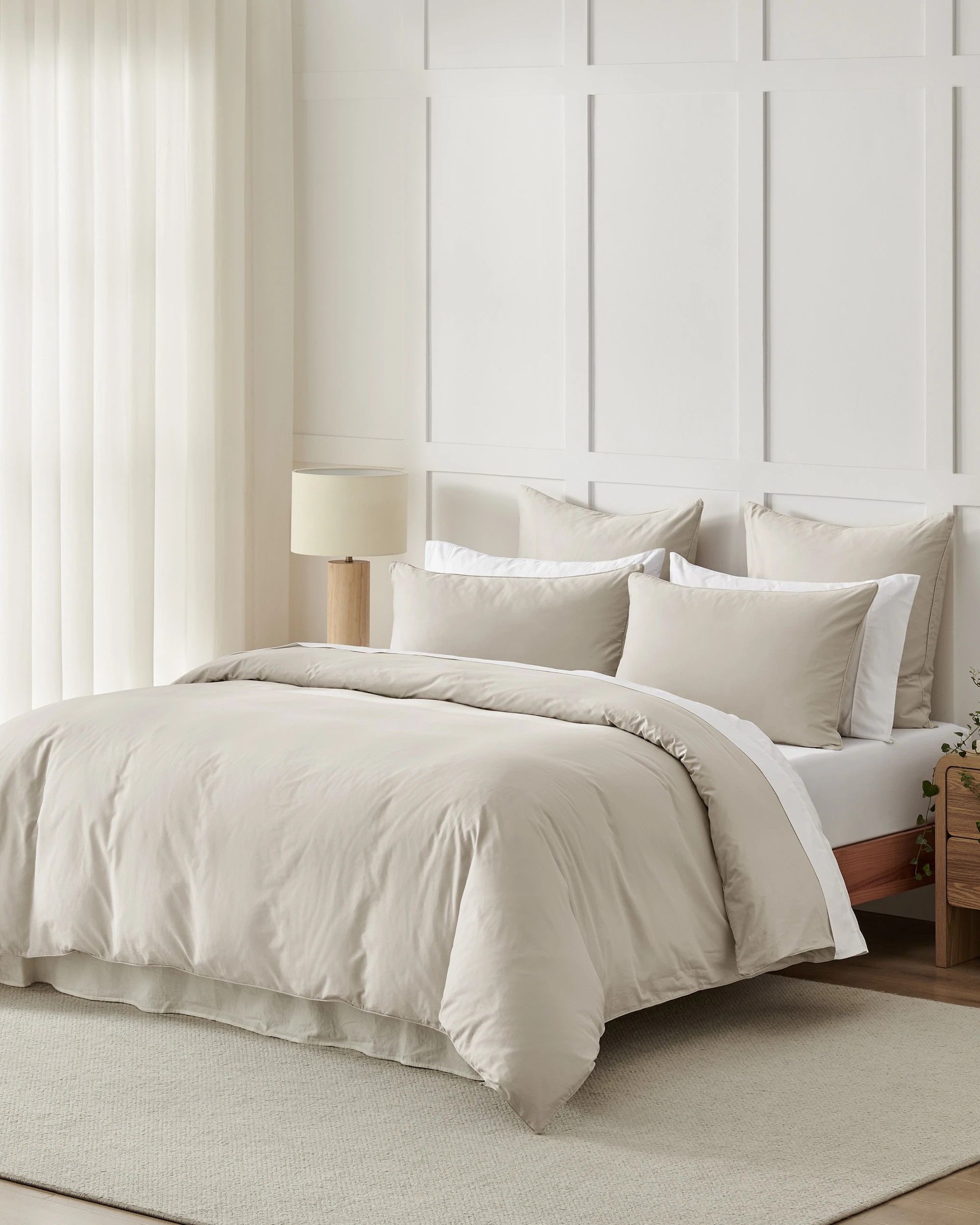 9 Dreamaker 400TC Premium Cotton Sateen Piped Quilt Cover Set - Single Bed - Oatmeal, 9 of 10