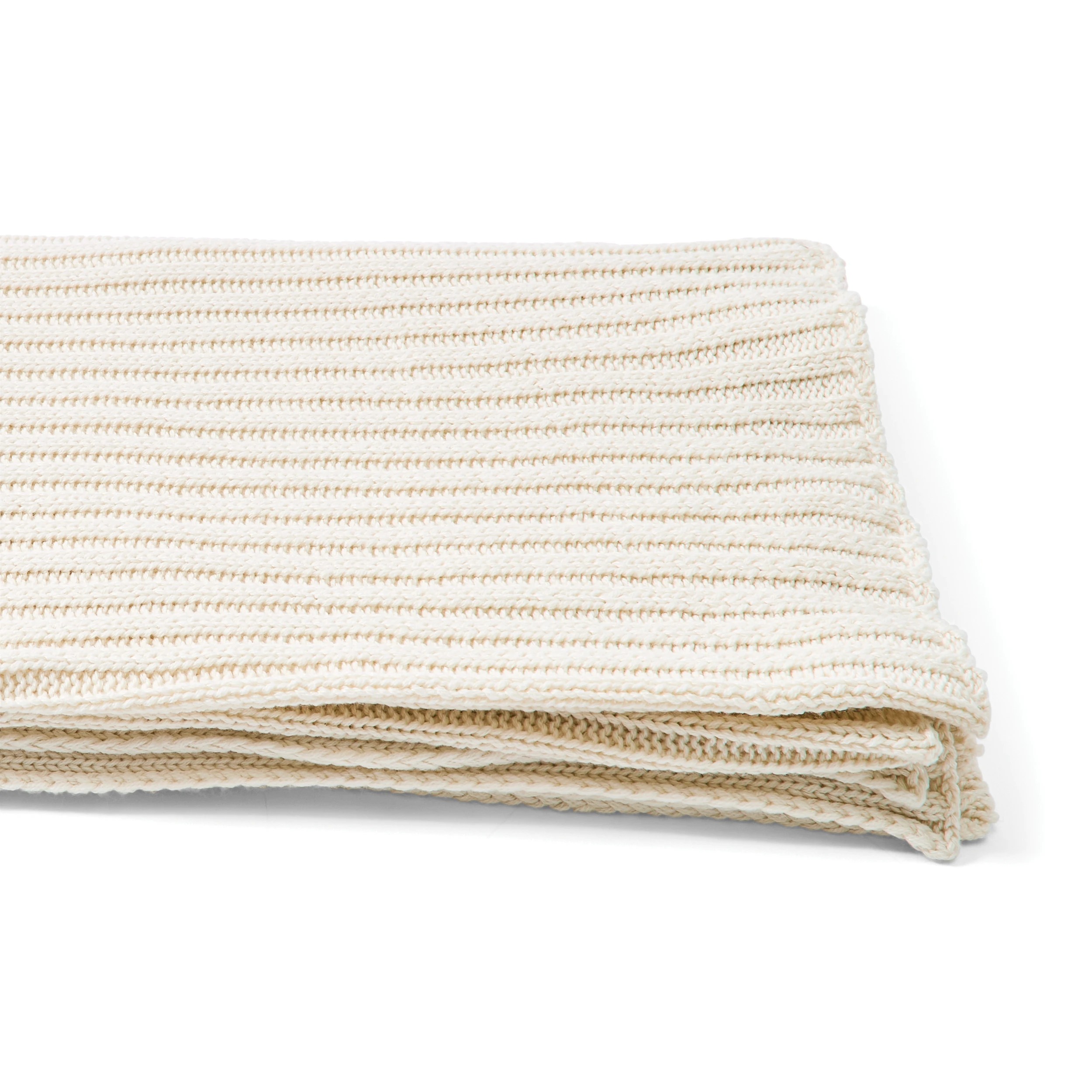 6 Chunky Knit Ribbed Throw - Ivory, 6 of 7