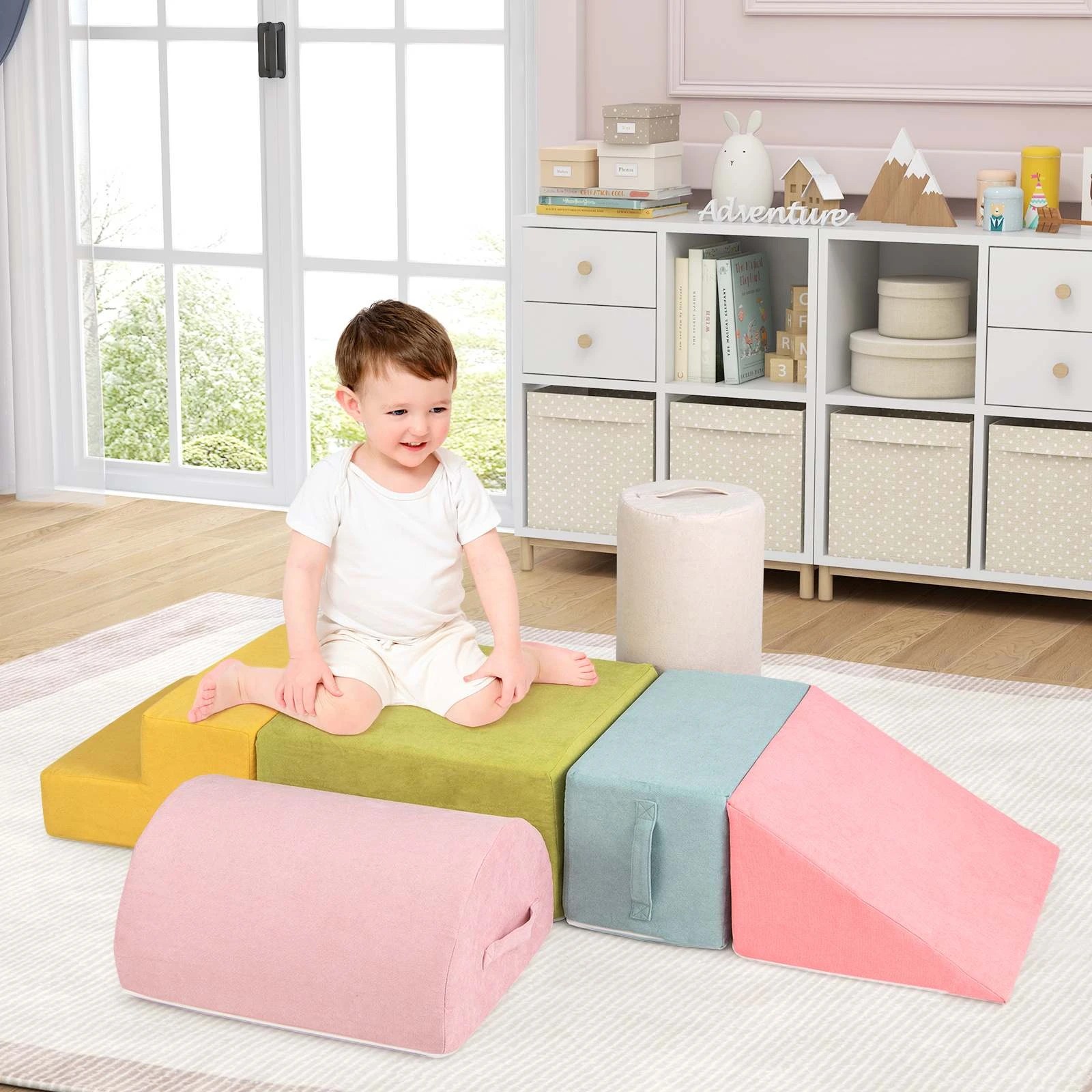 2 Costway 6pcs Soft Foam Blocks Climb Playset Building Block - Multi, 2 of 2