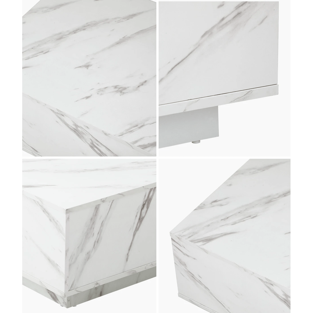 4 Oikiture Coffee Table Side Tables Sofa Cafe Desk Marble Effect Wooden
 - White, 4 of 10