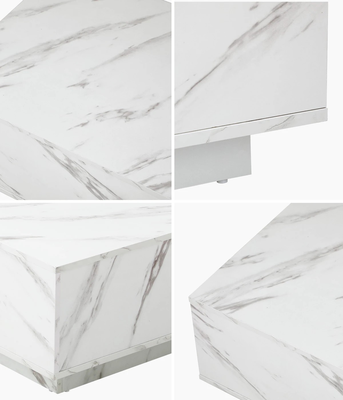 4 Oikiture Coffee Table Side Tables Sofa Cafe Desk Marble Effect Wooden
 - White, 4 of 10