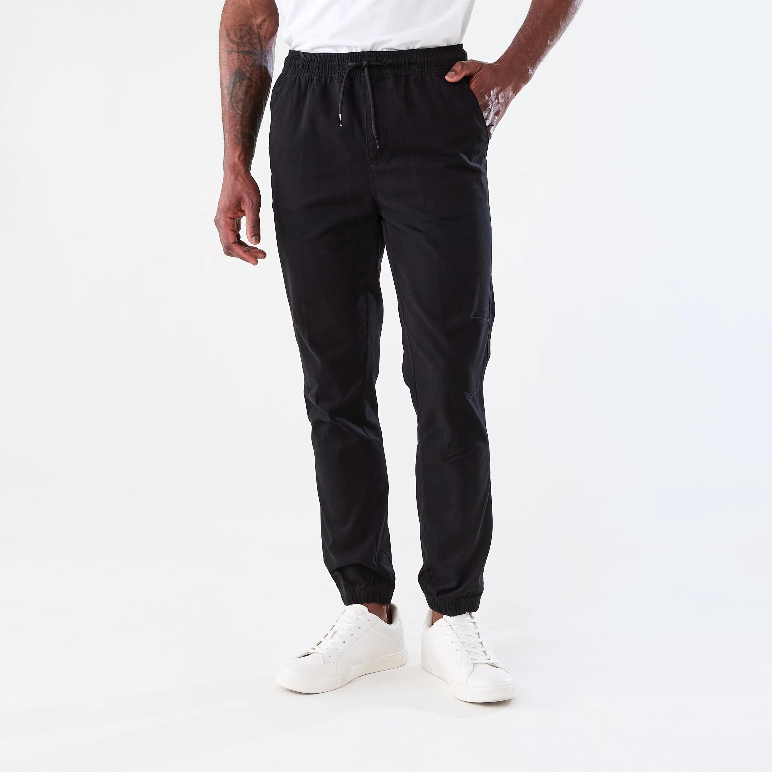 1 Elastic Waist Cuffed Joggers Black, 1 of 7