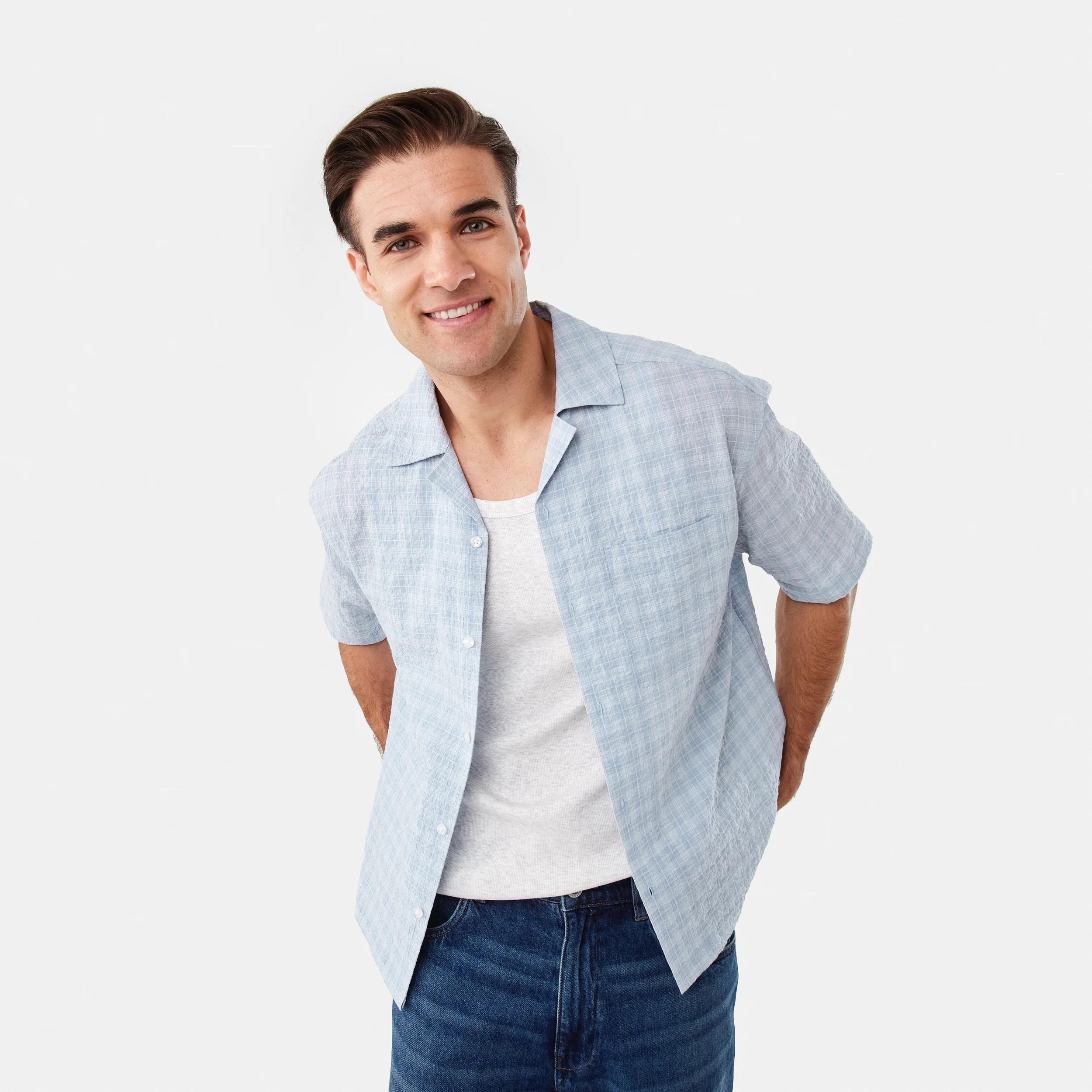 1 Short Sleeve Boxy Shirt Blu Fog, 1 of 9