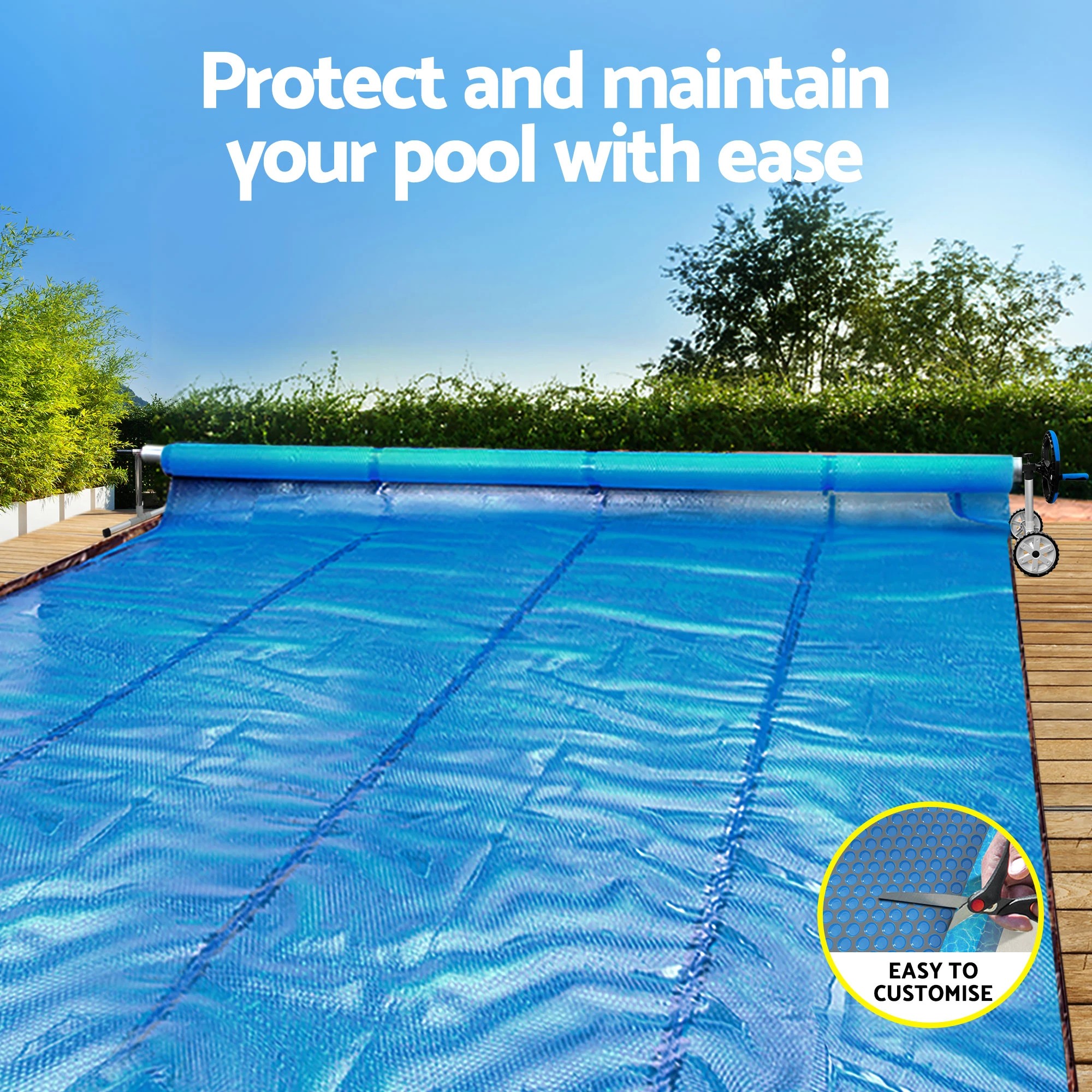 5 Aqua Buddy Pool Cover 600 Micron 9.5x5m w/ Roller 5.55m Swimming Pools Solar Blanket - Multi, 5 of 7
