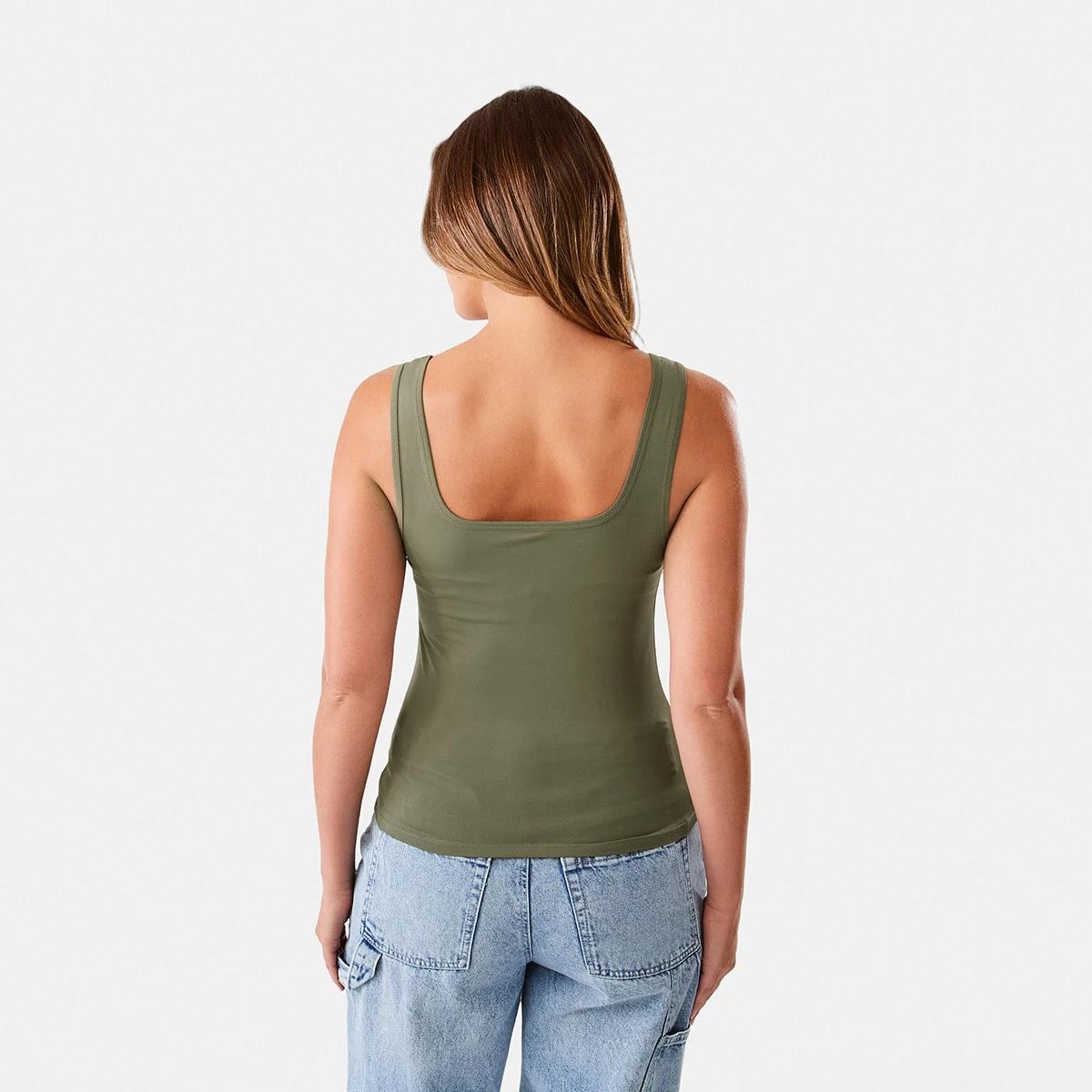 4 Sleeveless Luxe Tank Pale Khaki, 4 of 7