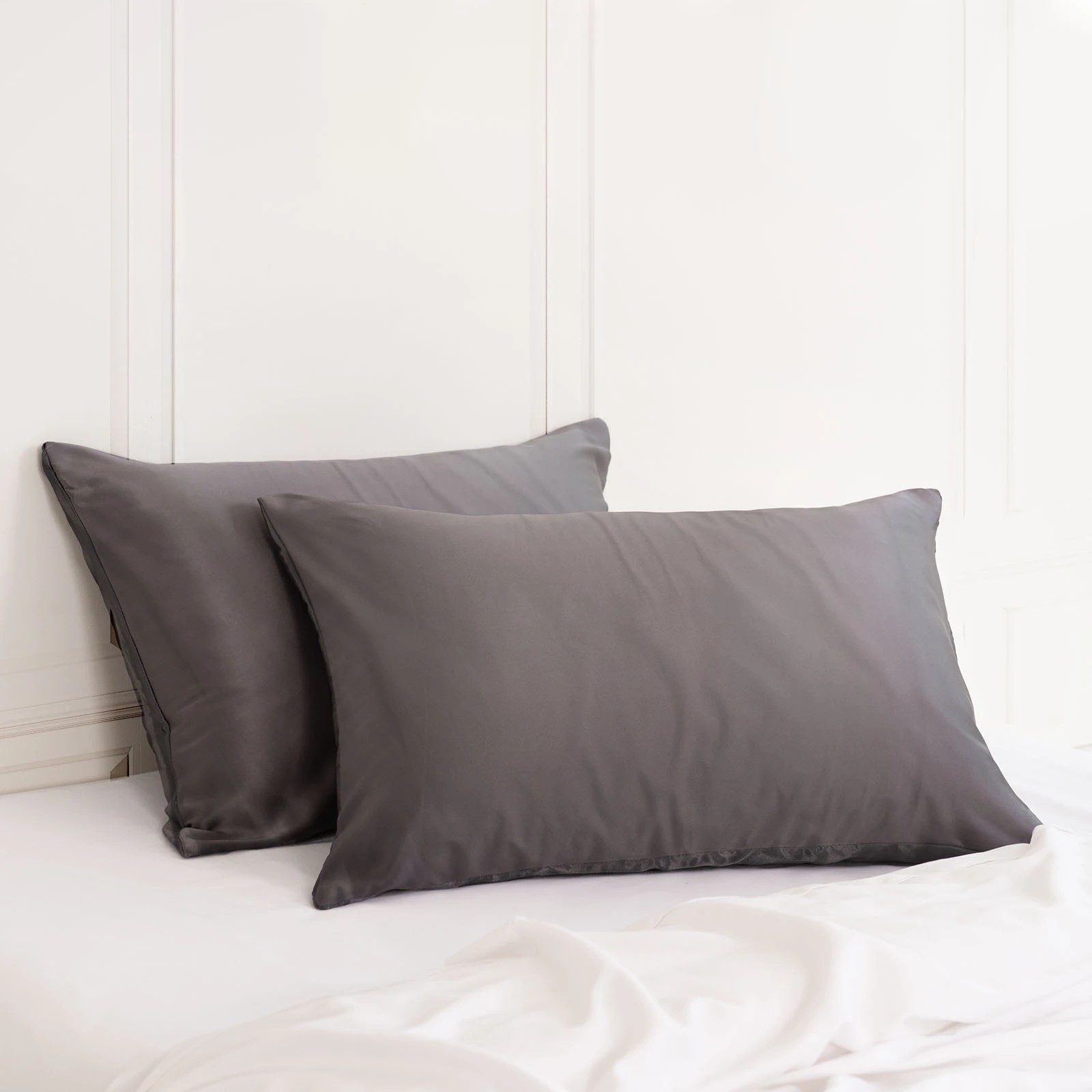 5 Royal Comfort Mulberry Soft Silk Luxurious Hypoallergenic Pillowcase Twin Pack - Charcoal, 5 of 10