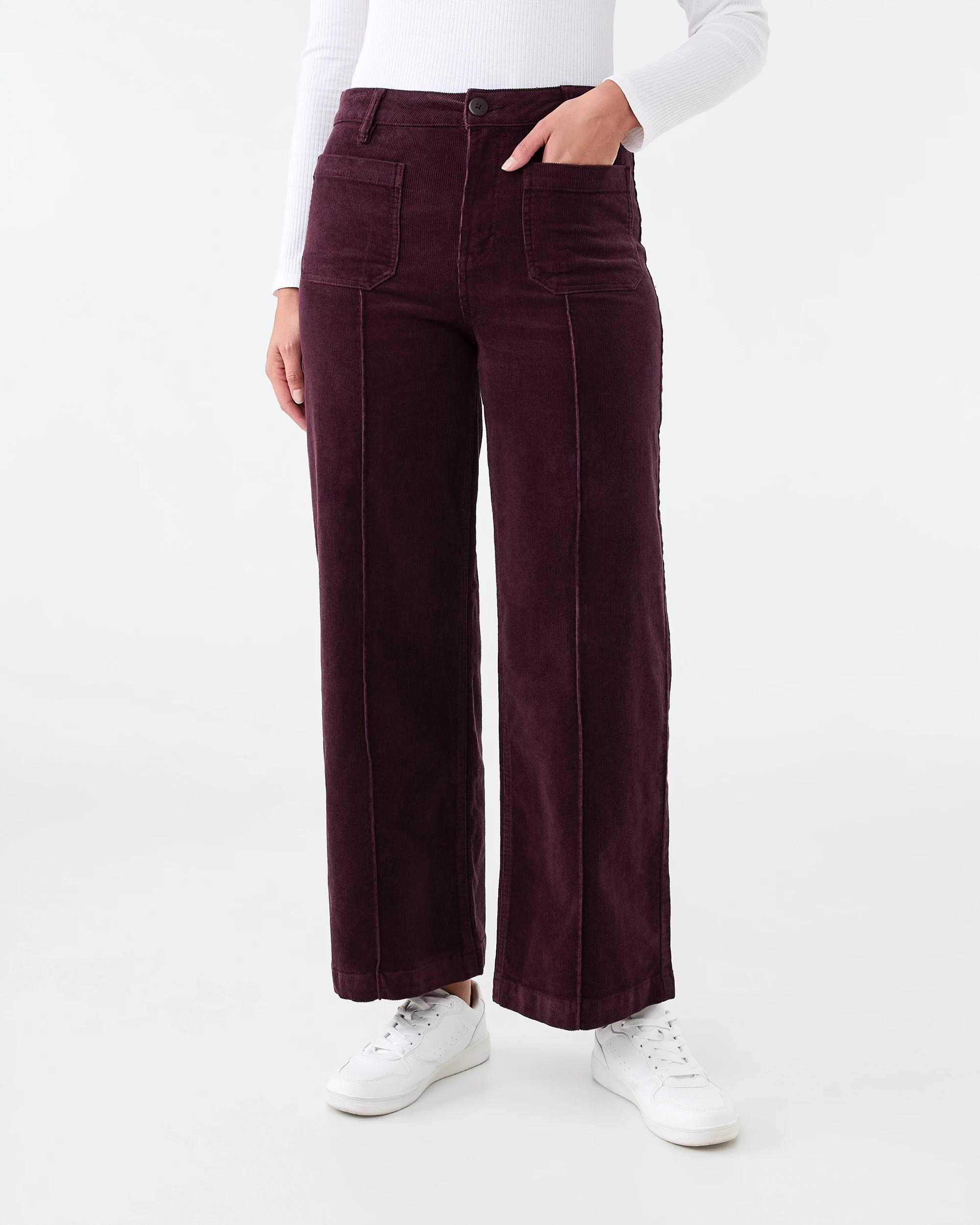 1 Pocket Front Wide Leg Corduroy Pants Fudge, 1 of 7